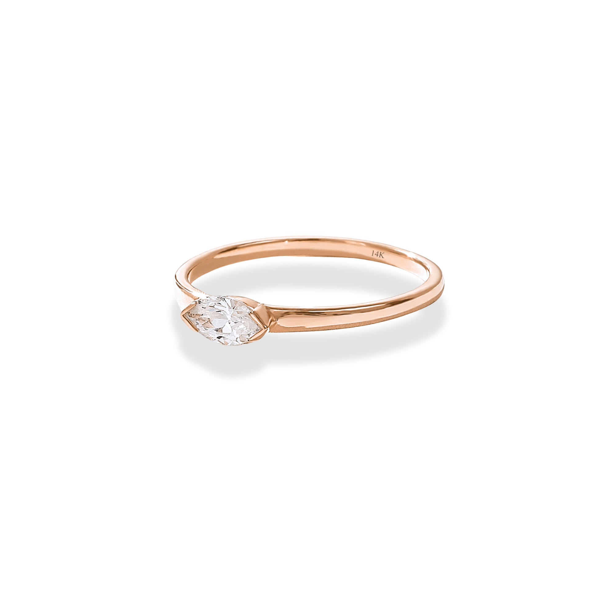 Drop Stone Diamond Ring 14K Gold