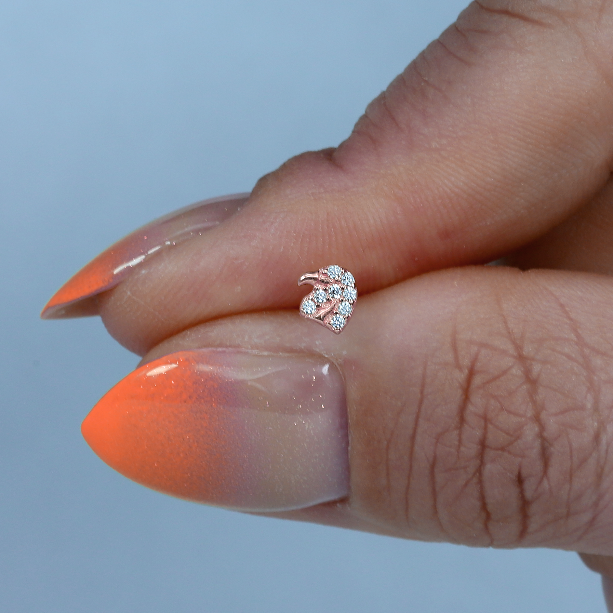 Eagle Flatback Ear Piercing 14K Gold with CZ Stone