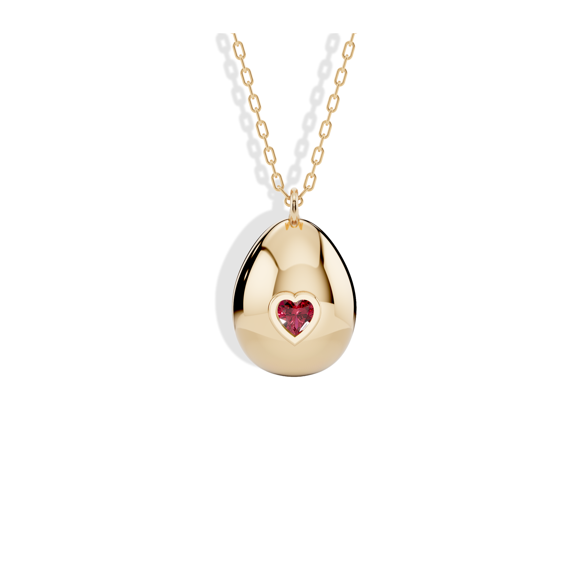 Easter Egg Heart Stone Birthstone Necklace 14K Gold or Silver with cz stone sparkle