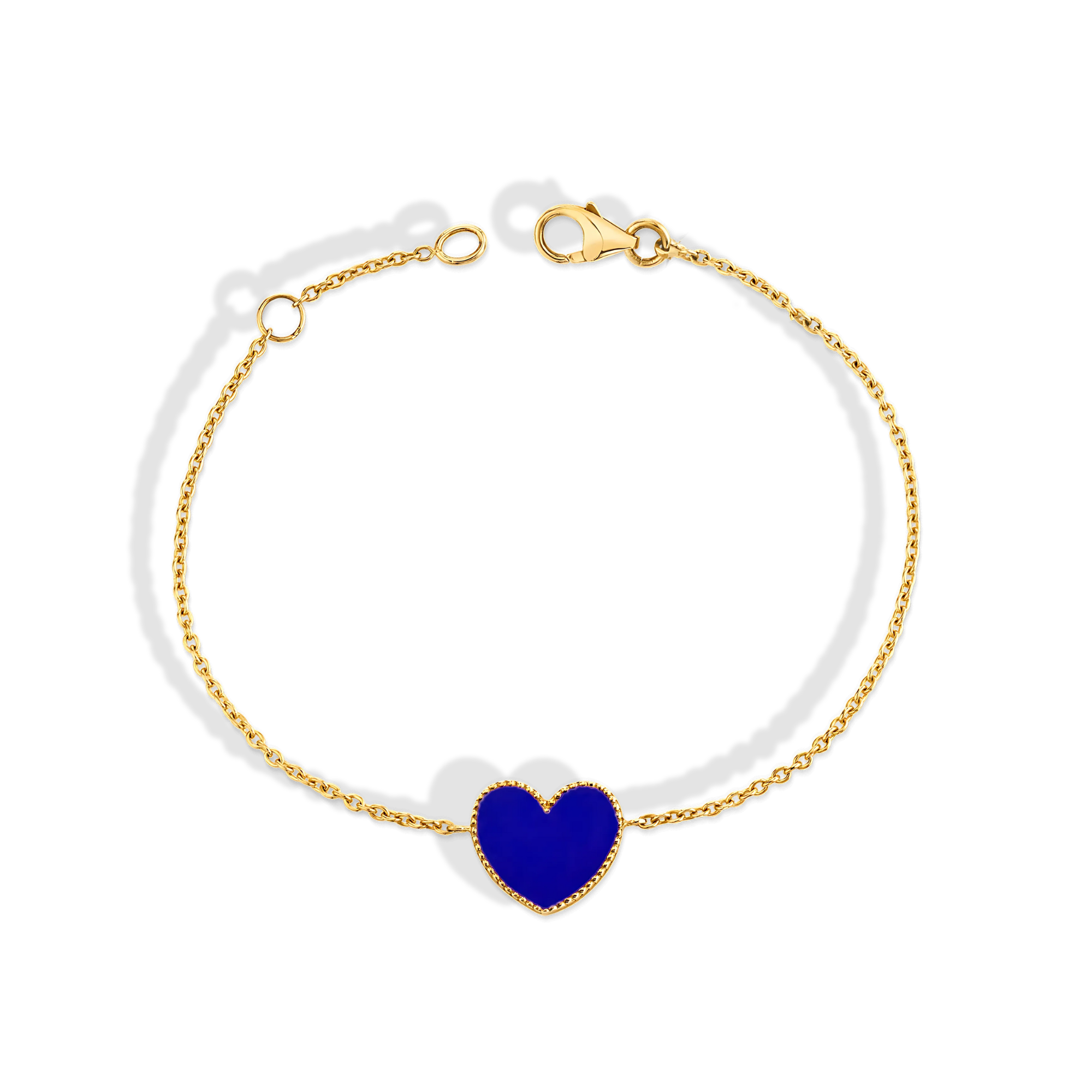 Gold Enamel Heart Charm Bracelet – 14K