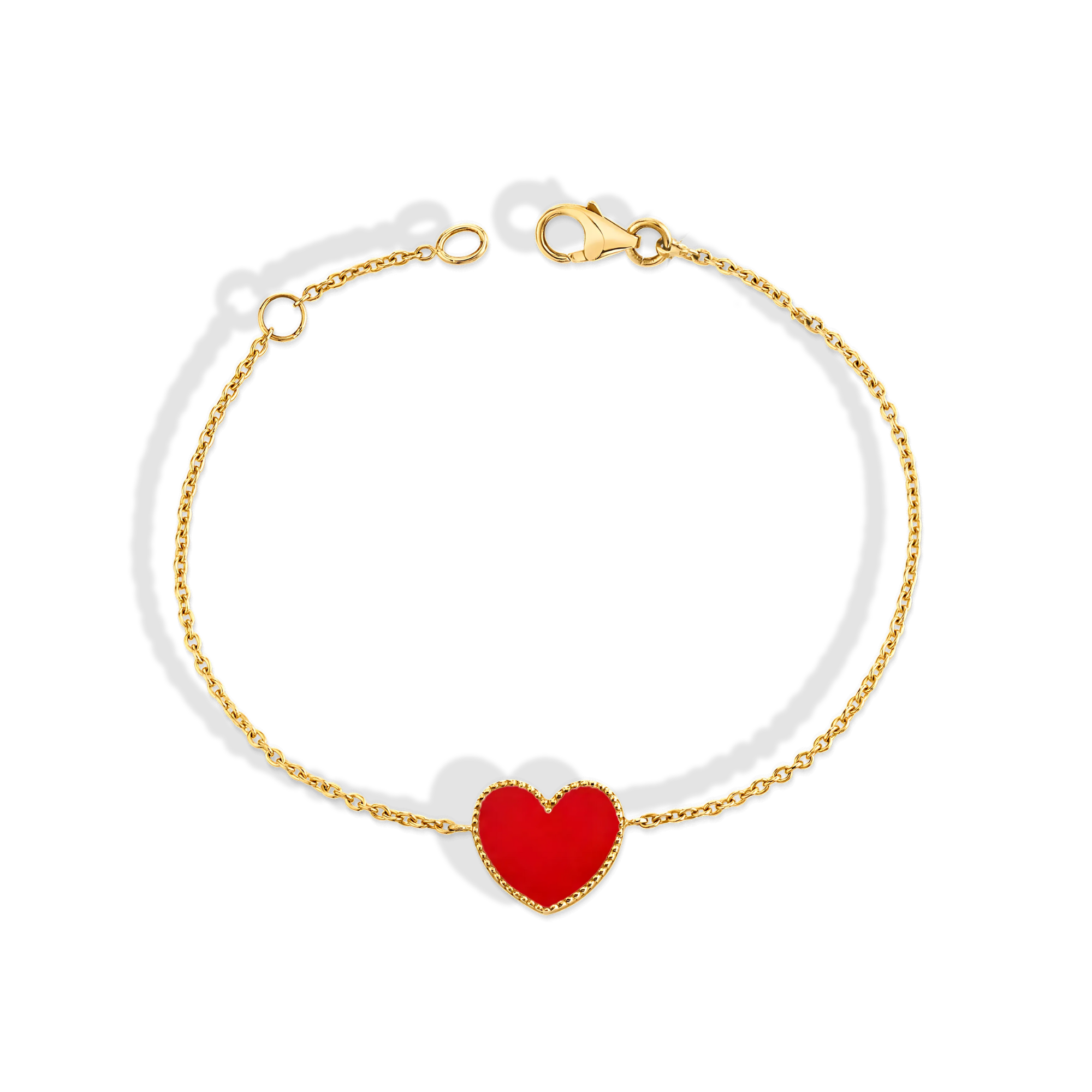 Enamel Heart Bracelet 14K Gold