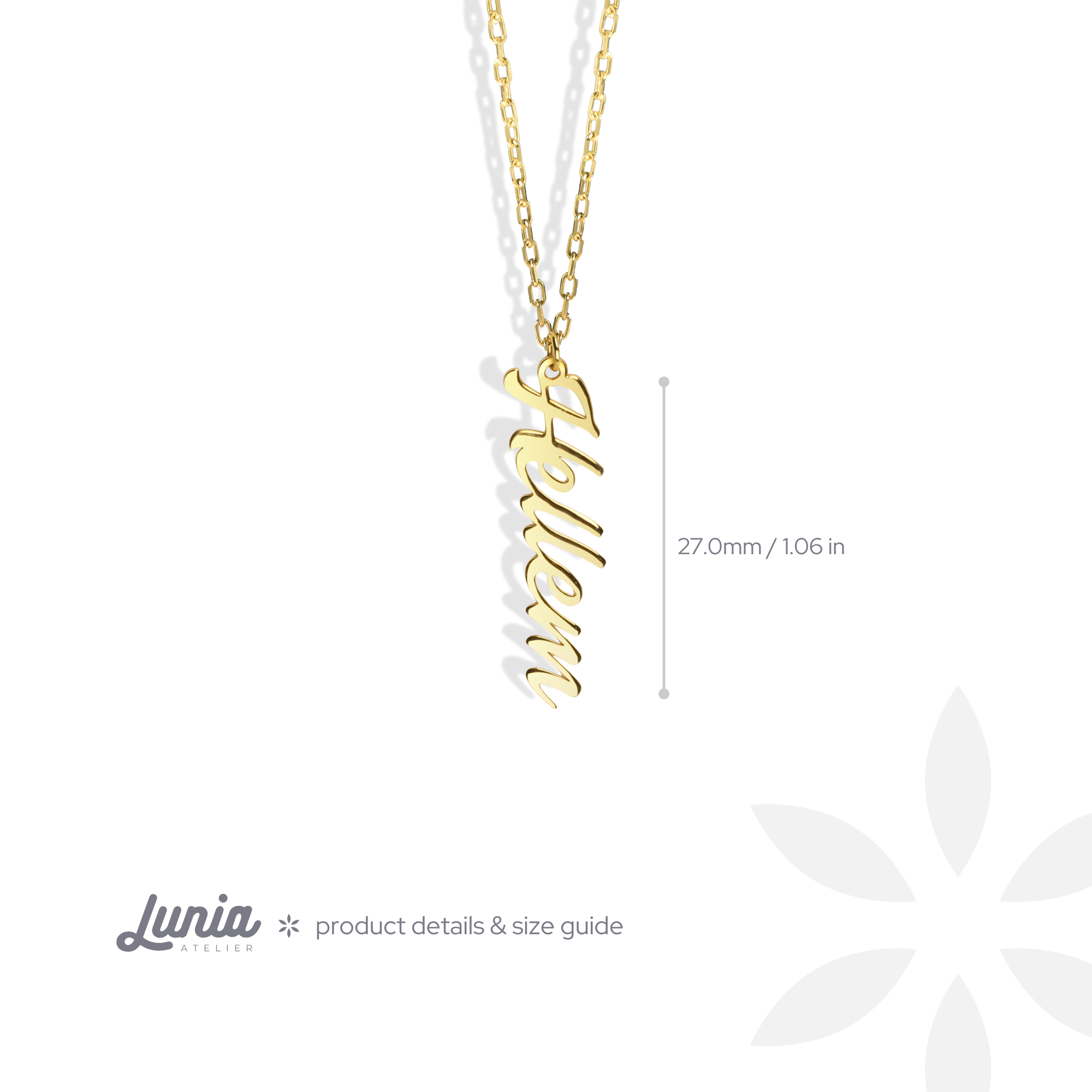 Essence Vertical Personalized Name Custom Necklace 14K Gold