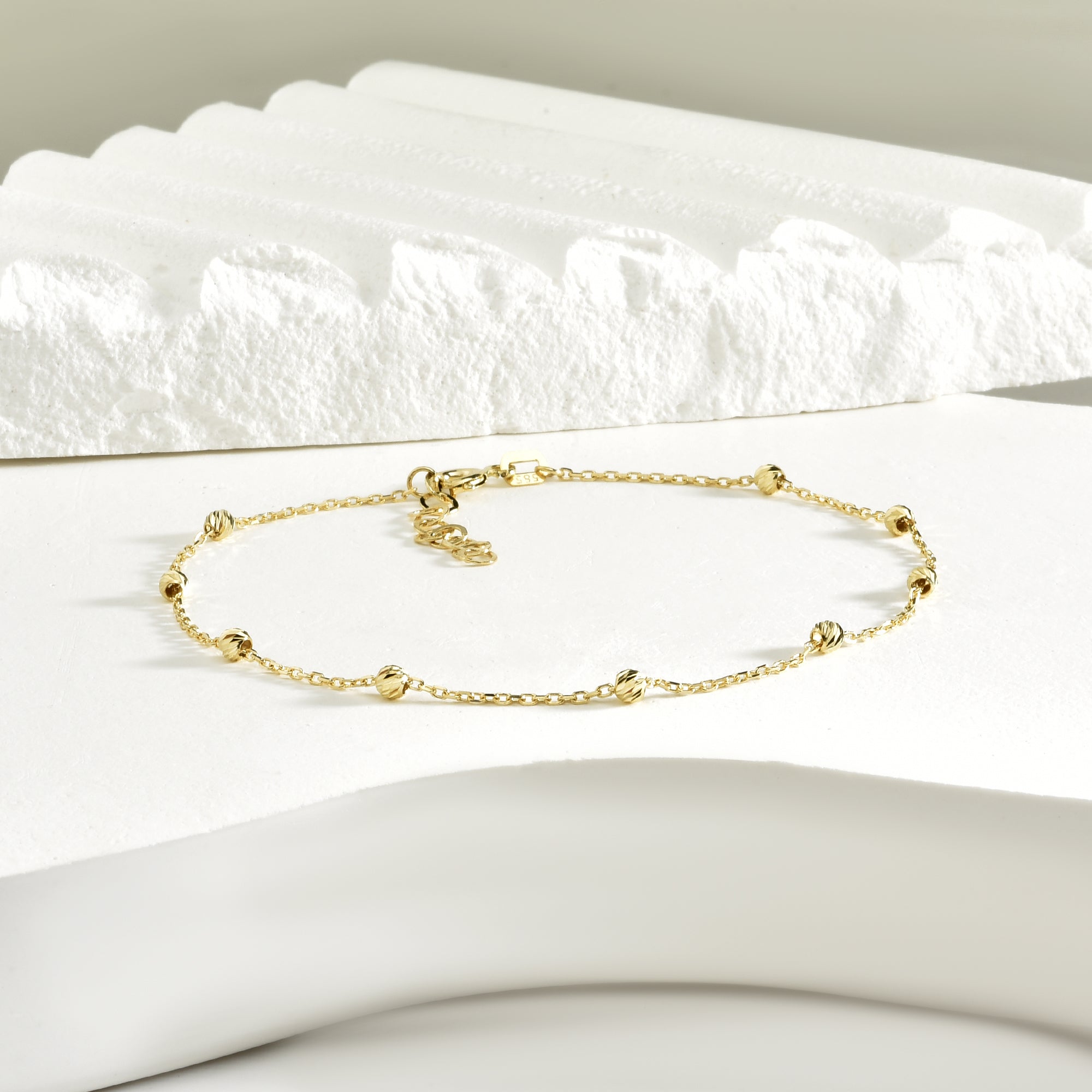 Eternity Dainty Bead Bracelet 14K Gold