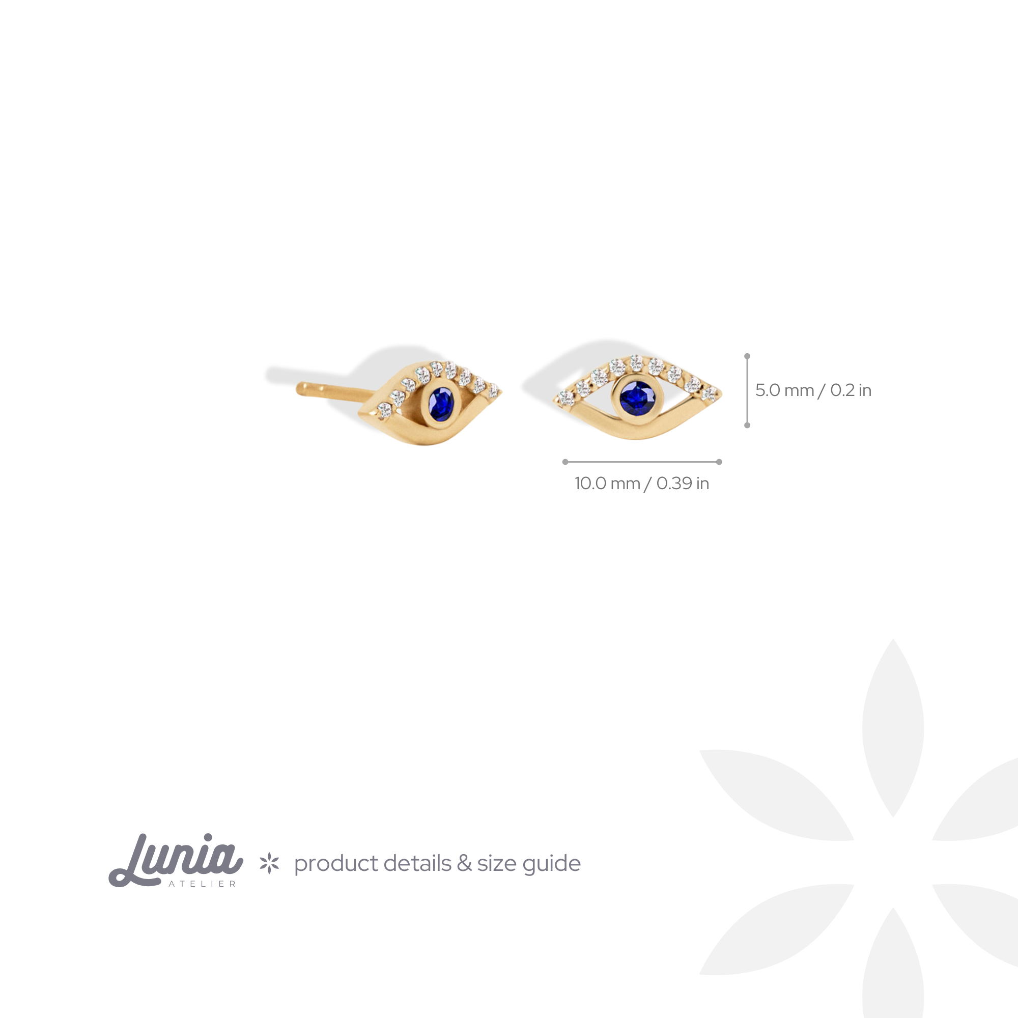 Eye Evil Eye Blue Diamond Earrings 14K Gold