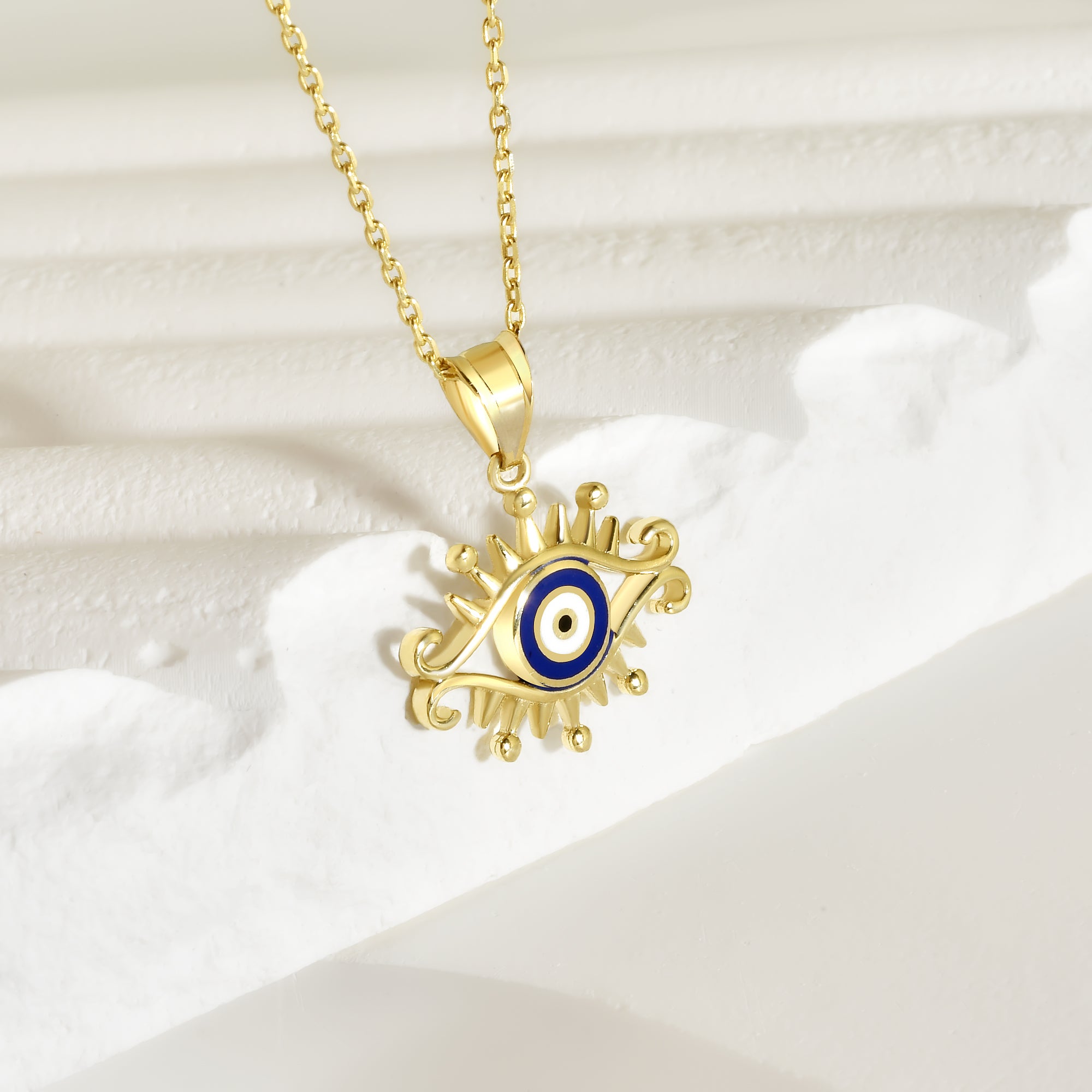 Eyelash Eye Necklace 14K Gold