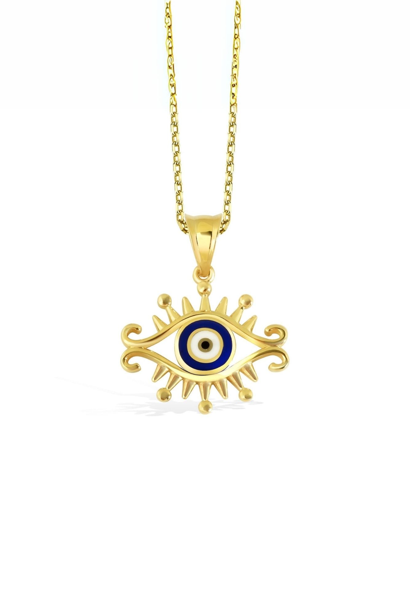 Eyelash Eye Necklace 14K Gold
