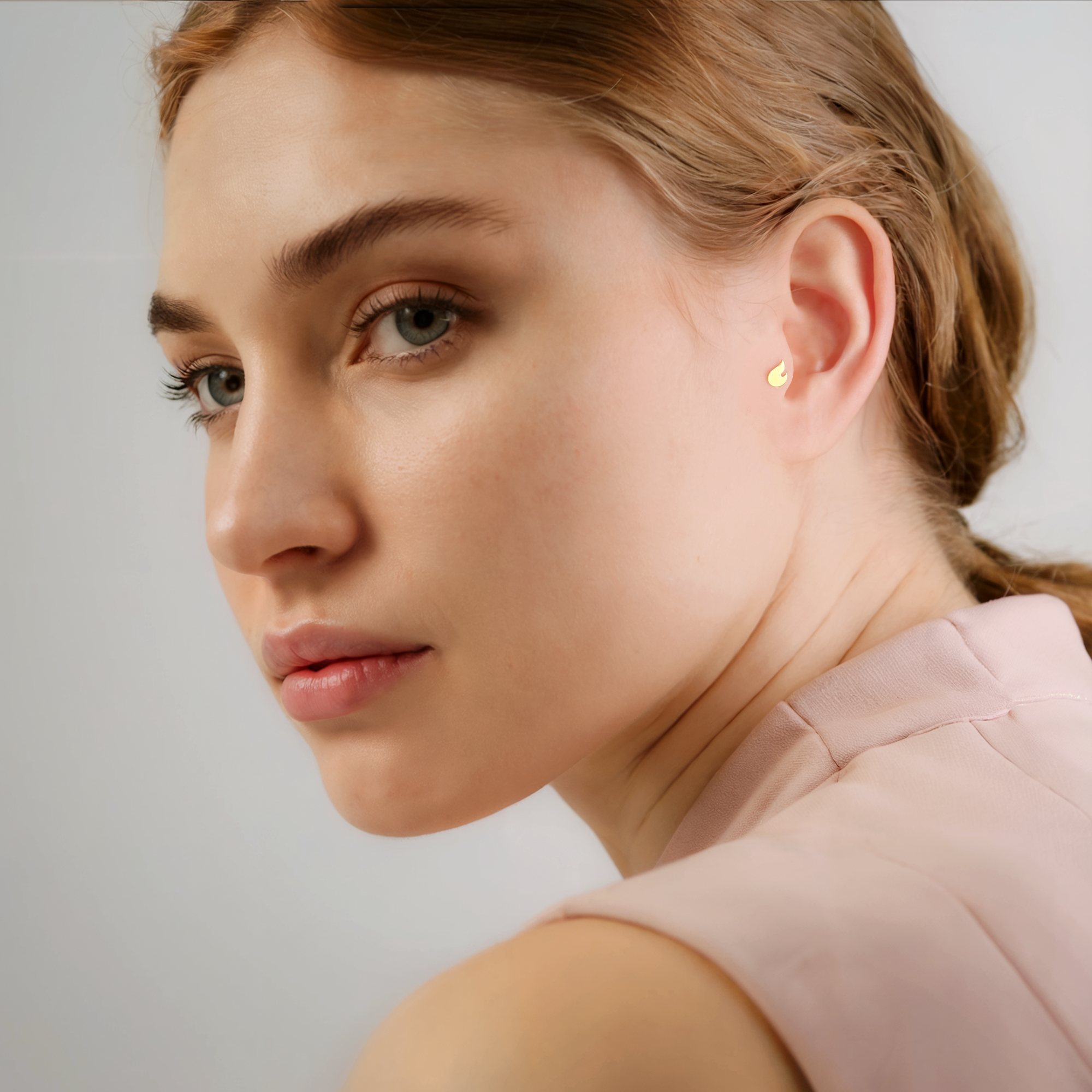 Flame Flatback Ear Piercing 14K Gold
