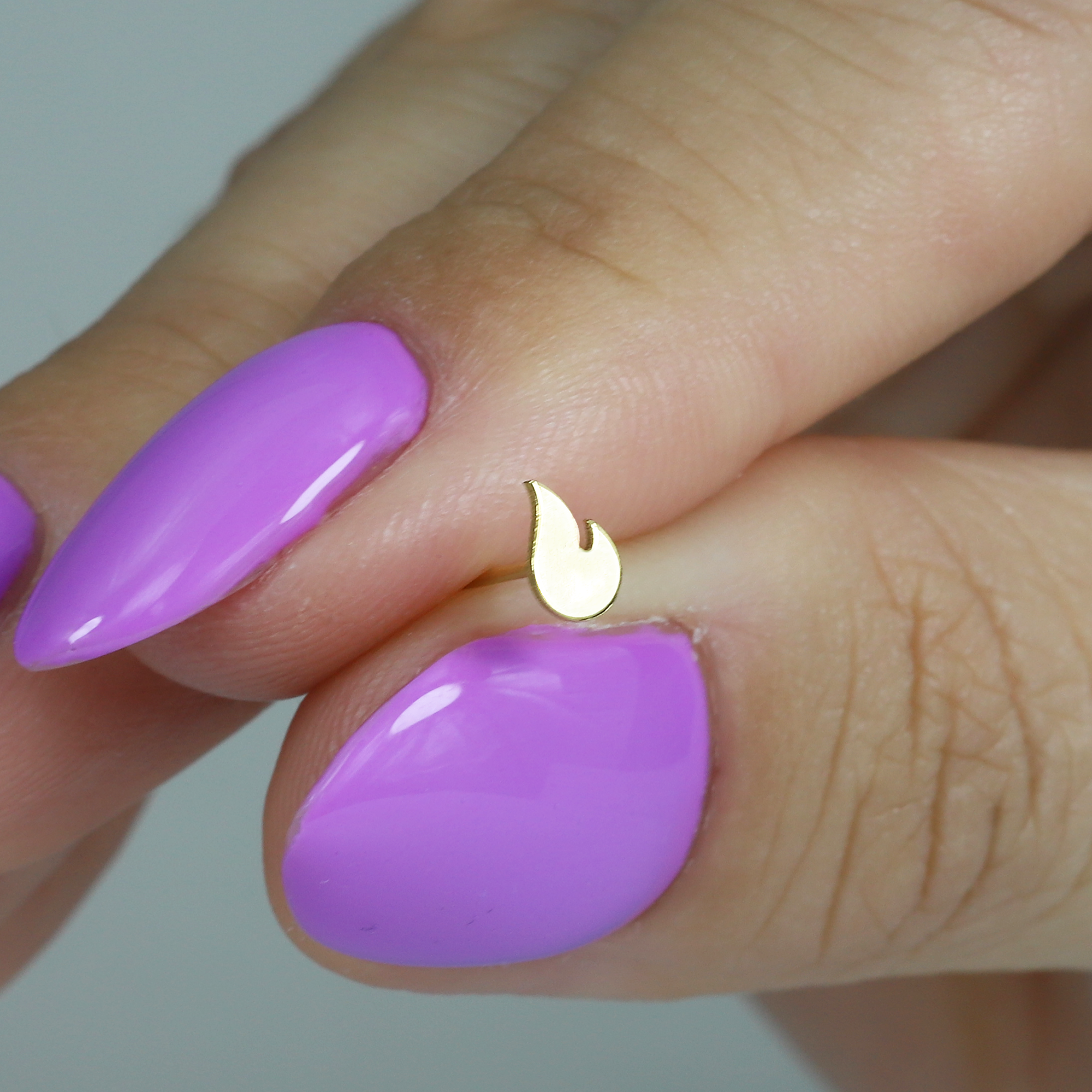 Flame Flatback Ear Piercing 14K Gold