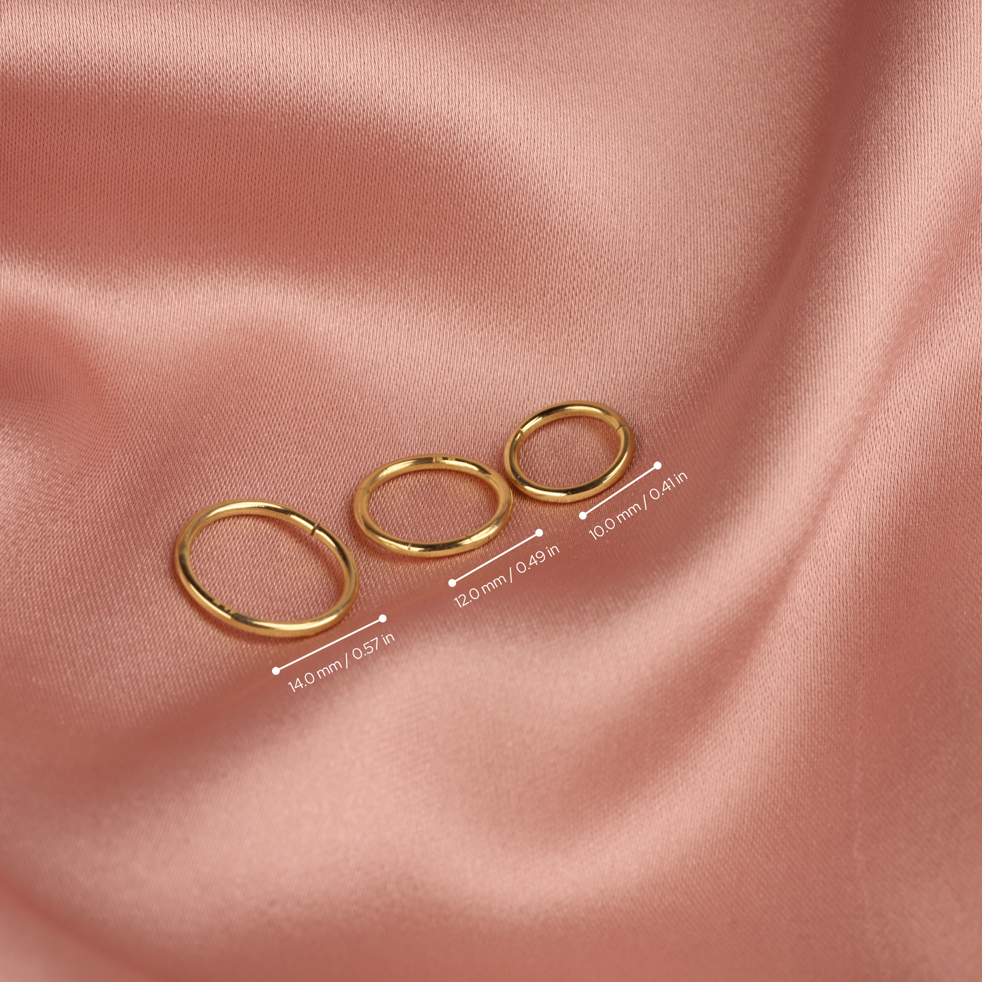 Flat Round Ring Hoop Ear Piercing 14K Gold