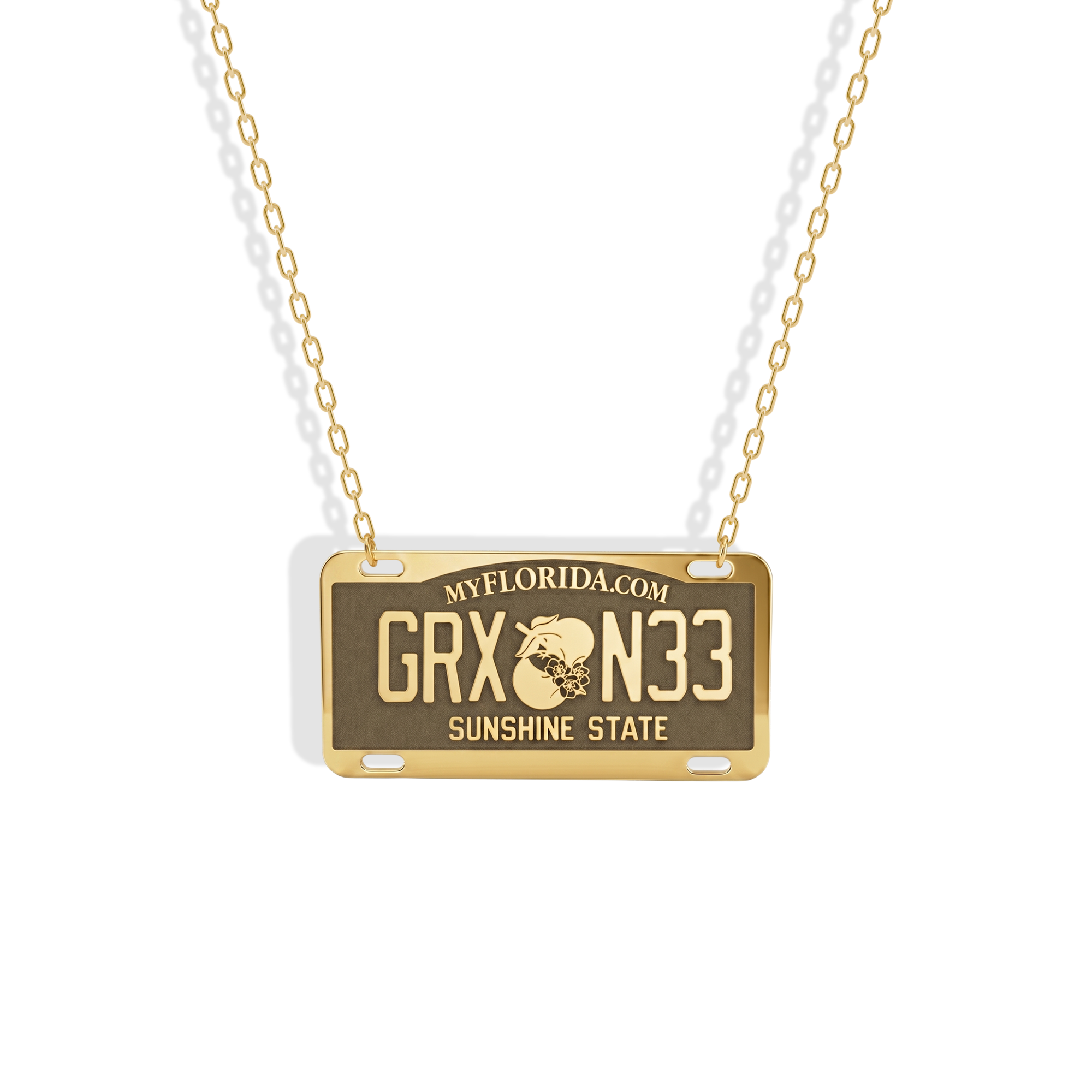 Florida Car License Plate Custom Necklace 14K Gold / Silver