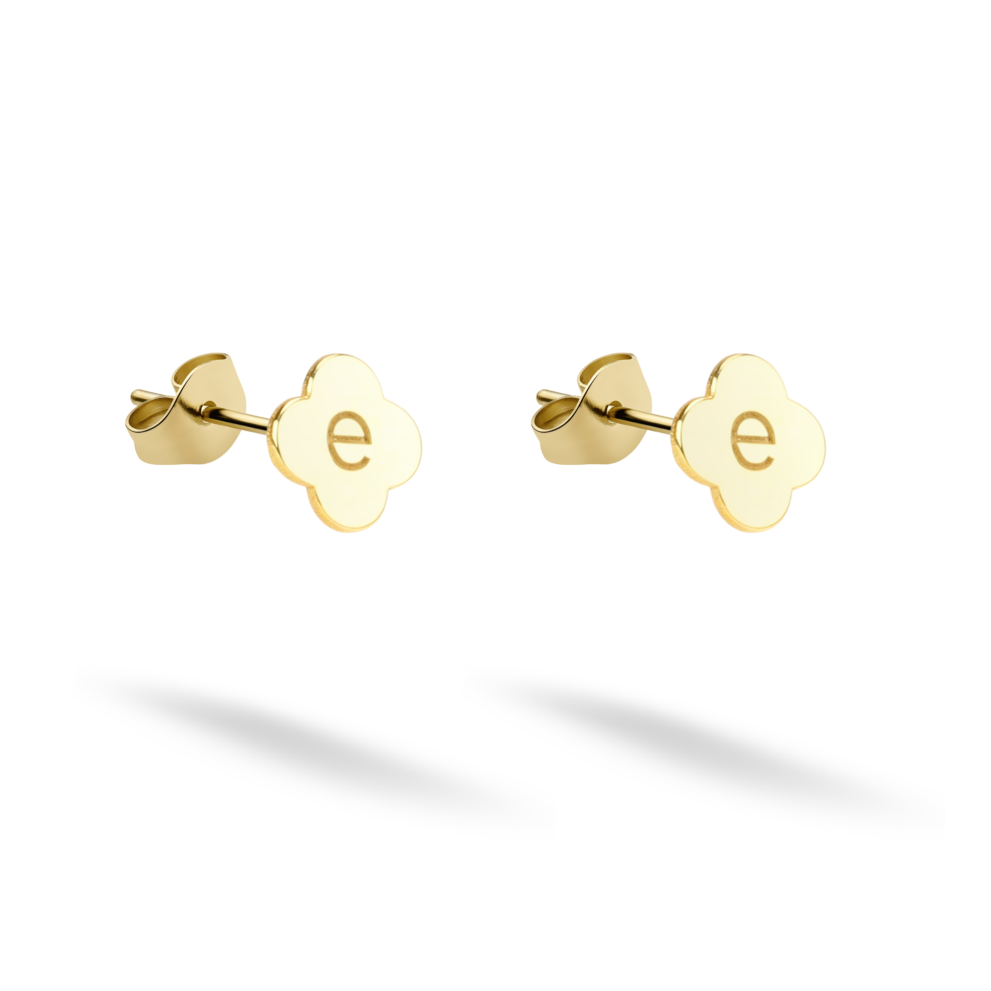 Flower Custom Initial Earrings 14K Gold