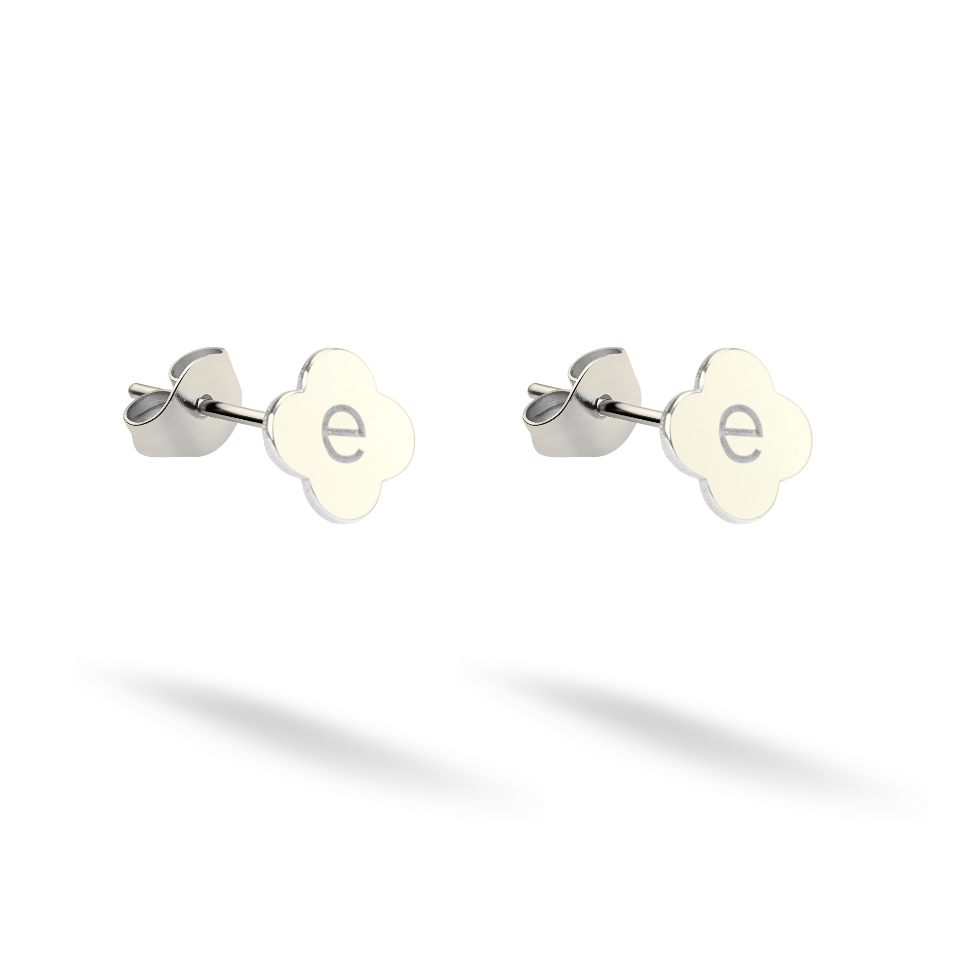 Flower Custom Initial Earrings 14K Gold