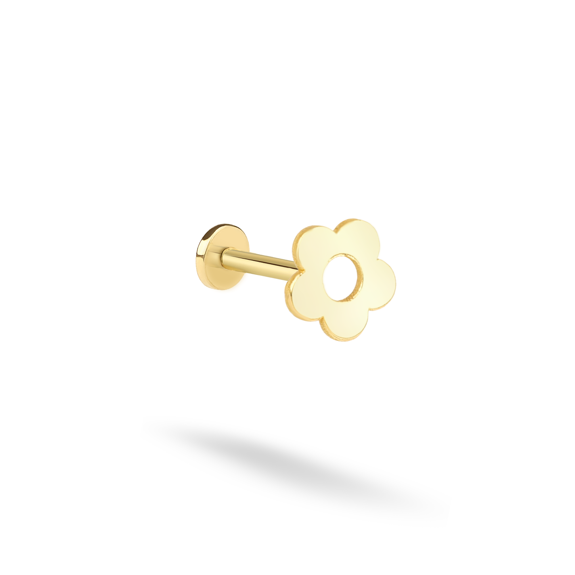 14K Gold Flatback Ear Piercing – Flower Style