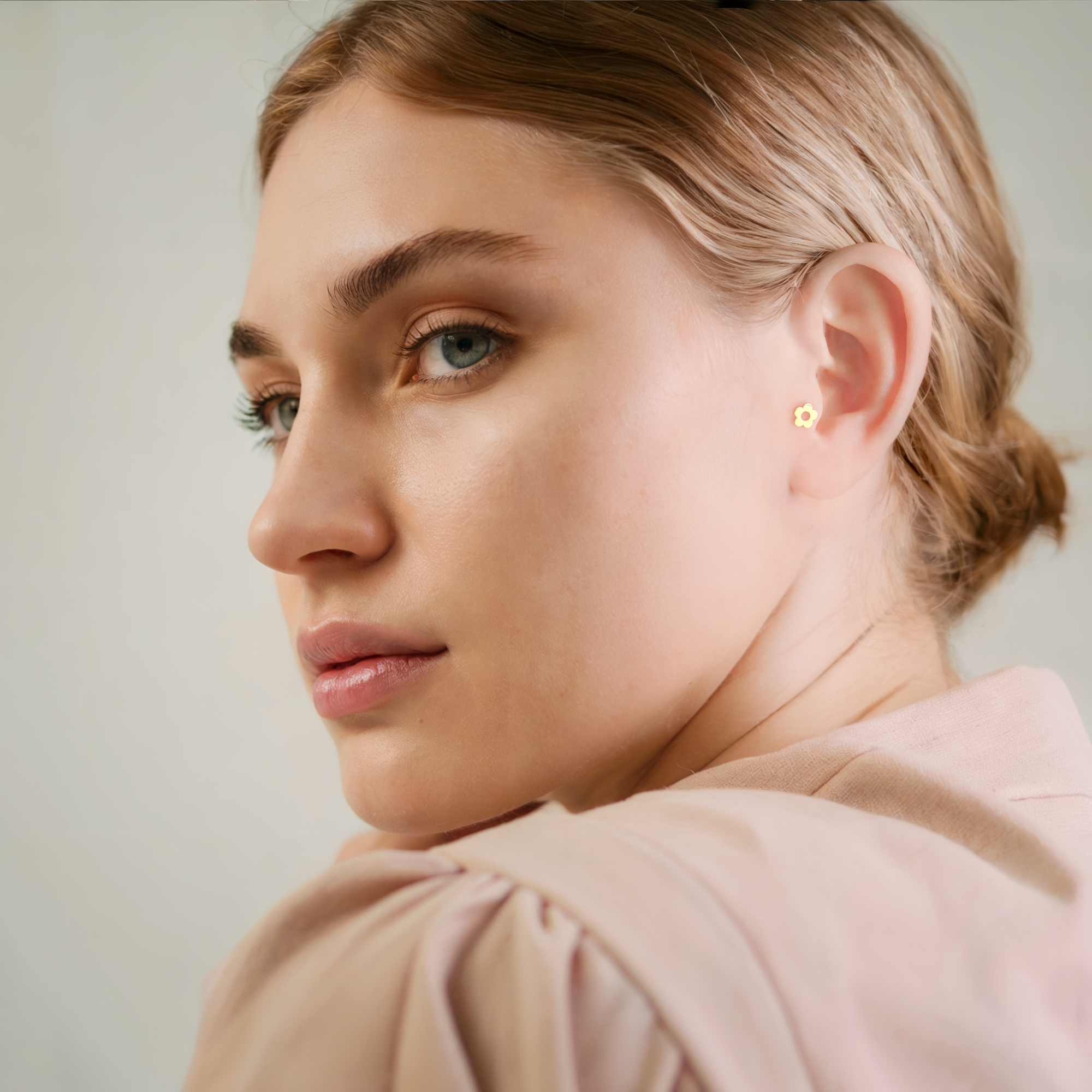 Flower Flatback Ear Piercing 14K Gold