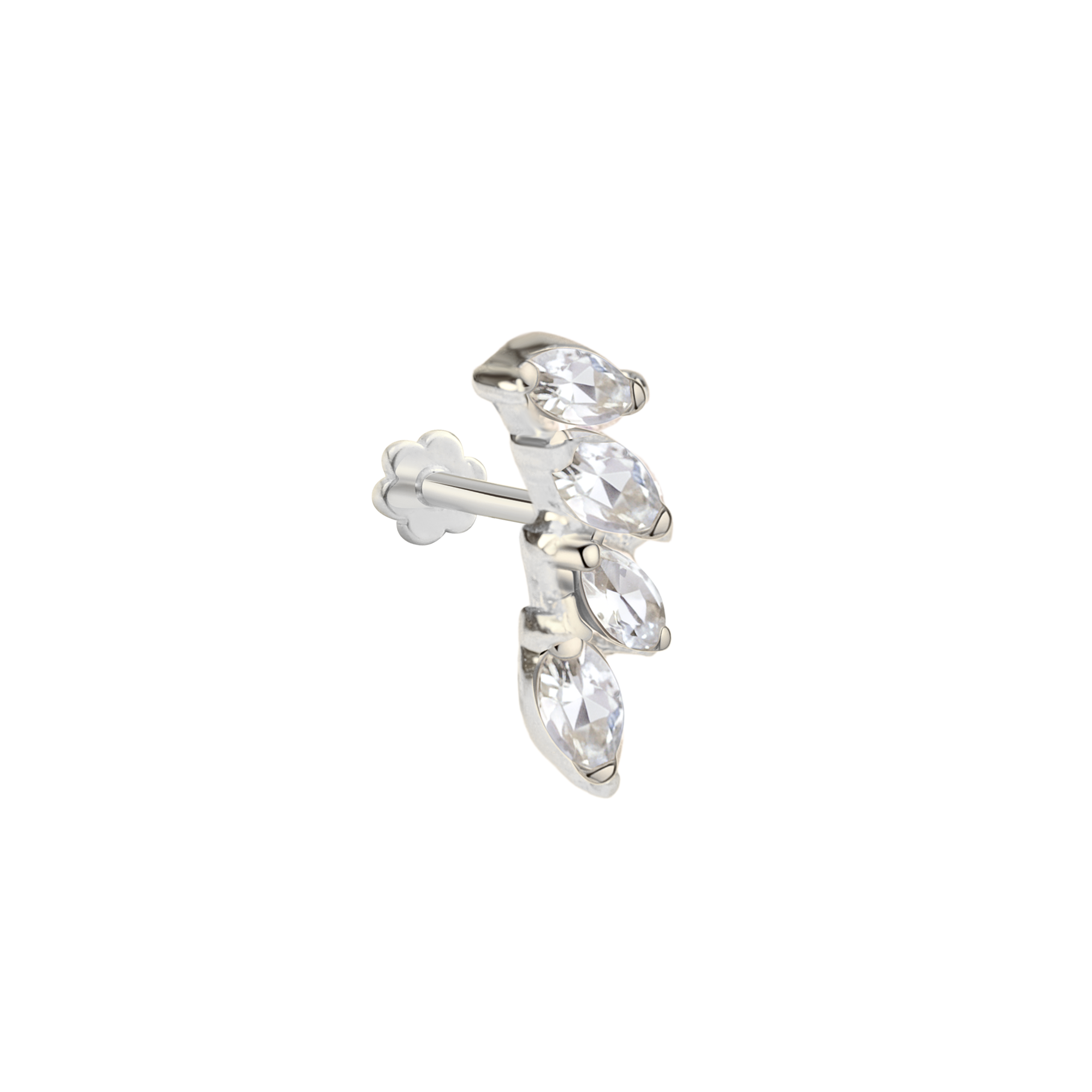 Four Stones Flatback Ear Piercing 14K Gold with CZ Stone