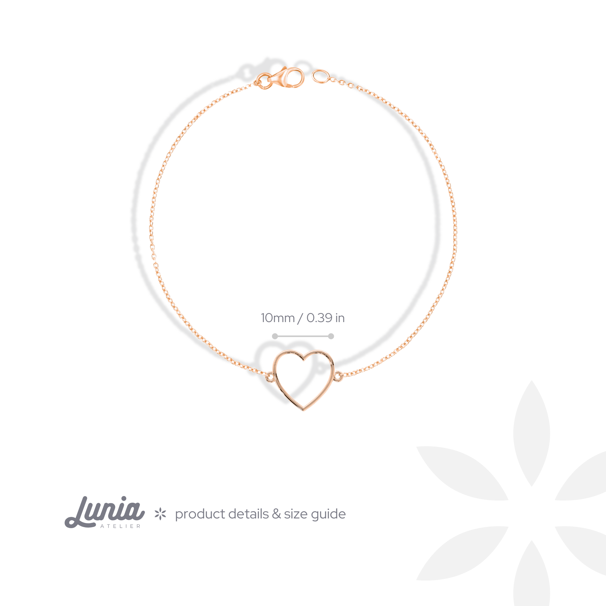 Frame Heart Chain Bracelet 14K Gold