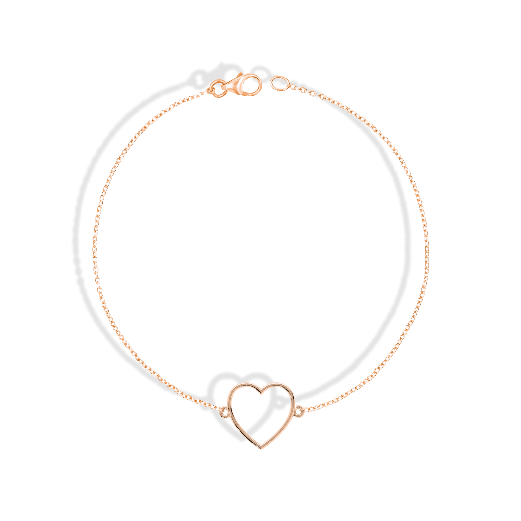 Frame Heart Chain Bracelet 14K Gold