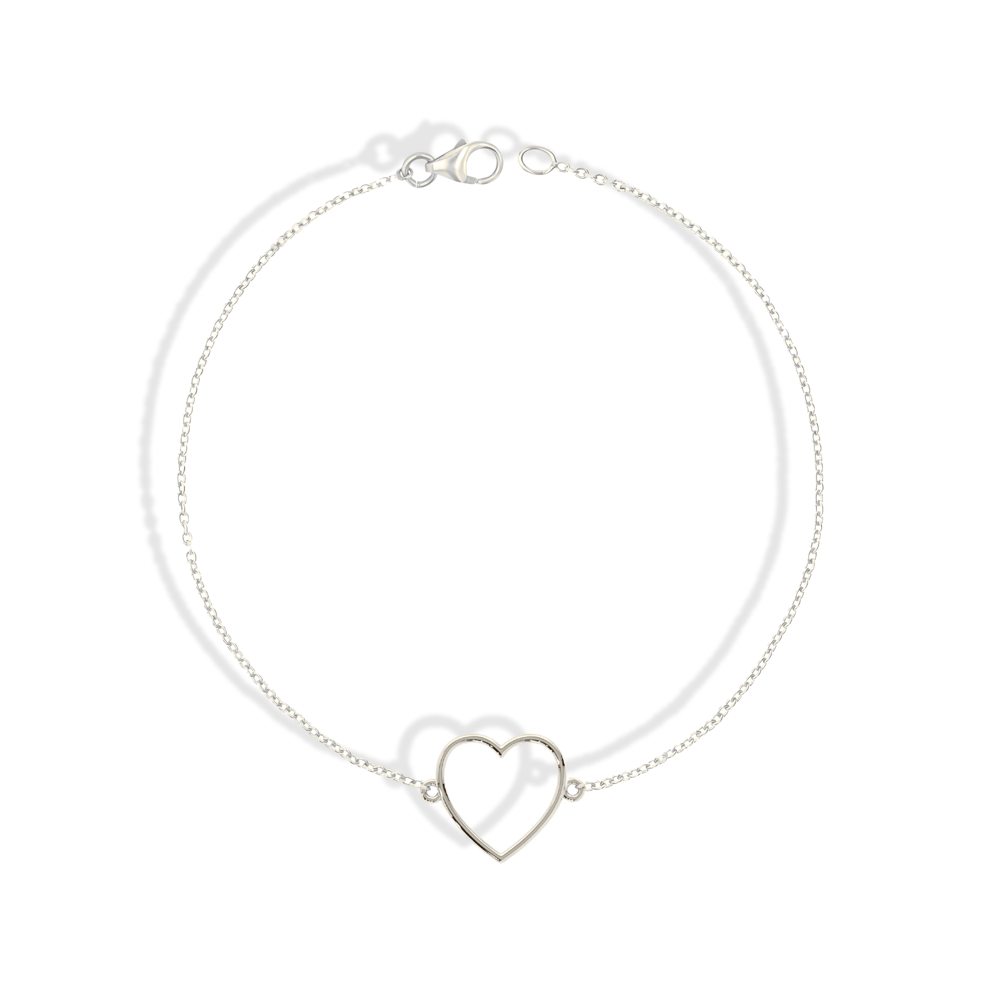Frame Heart Chain Bracelet 14K Gold