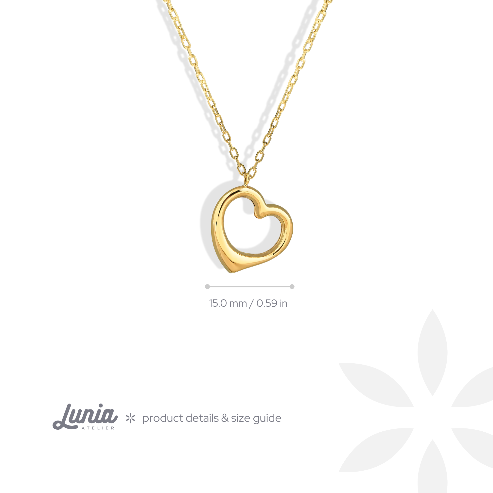 Frame Heart Love Necklace 14K Gold