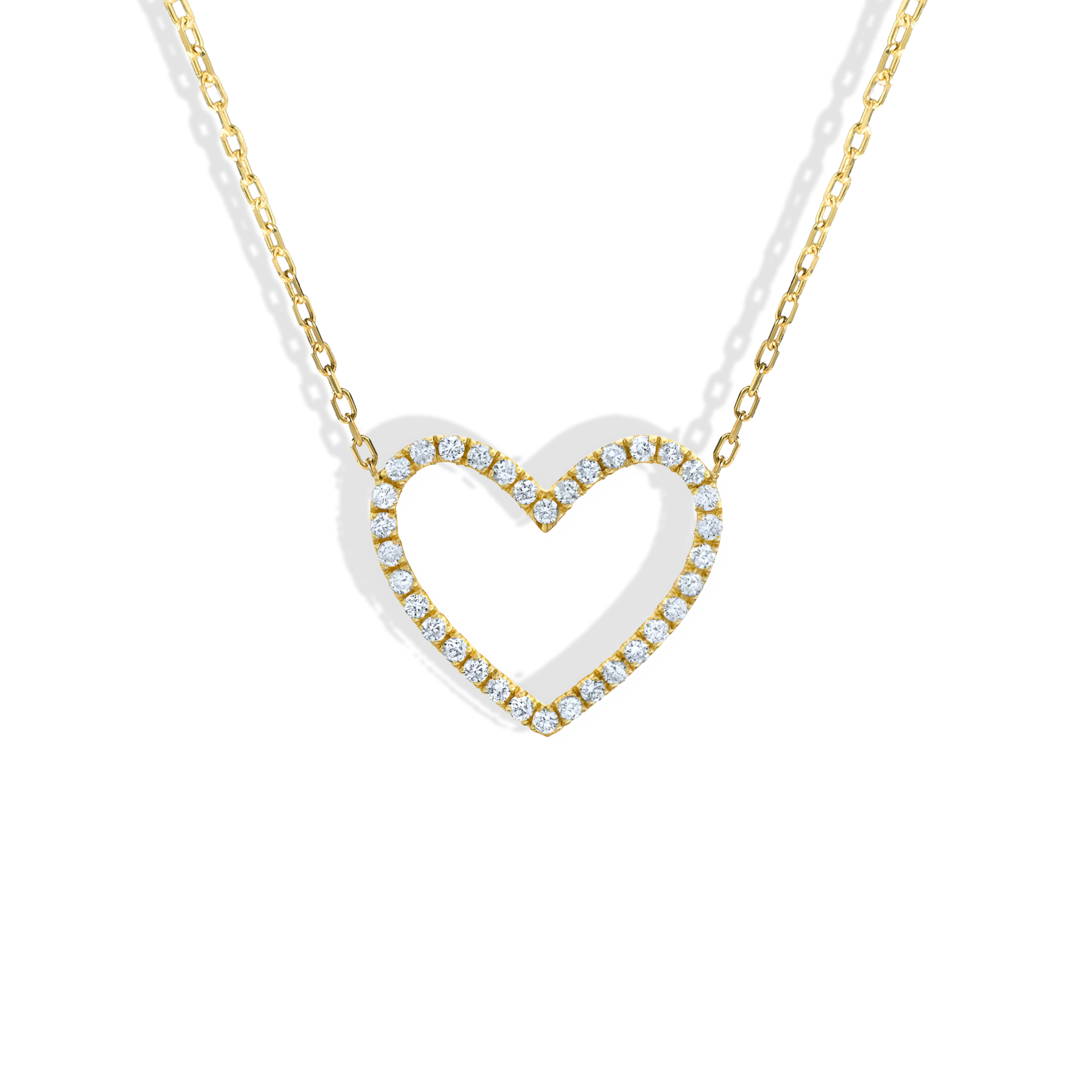 Frame Stone Heart Necklace 14K Gold