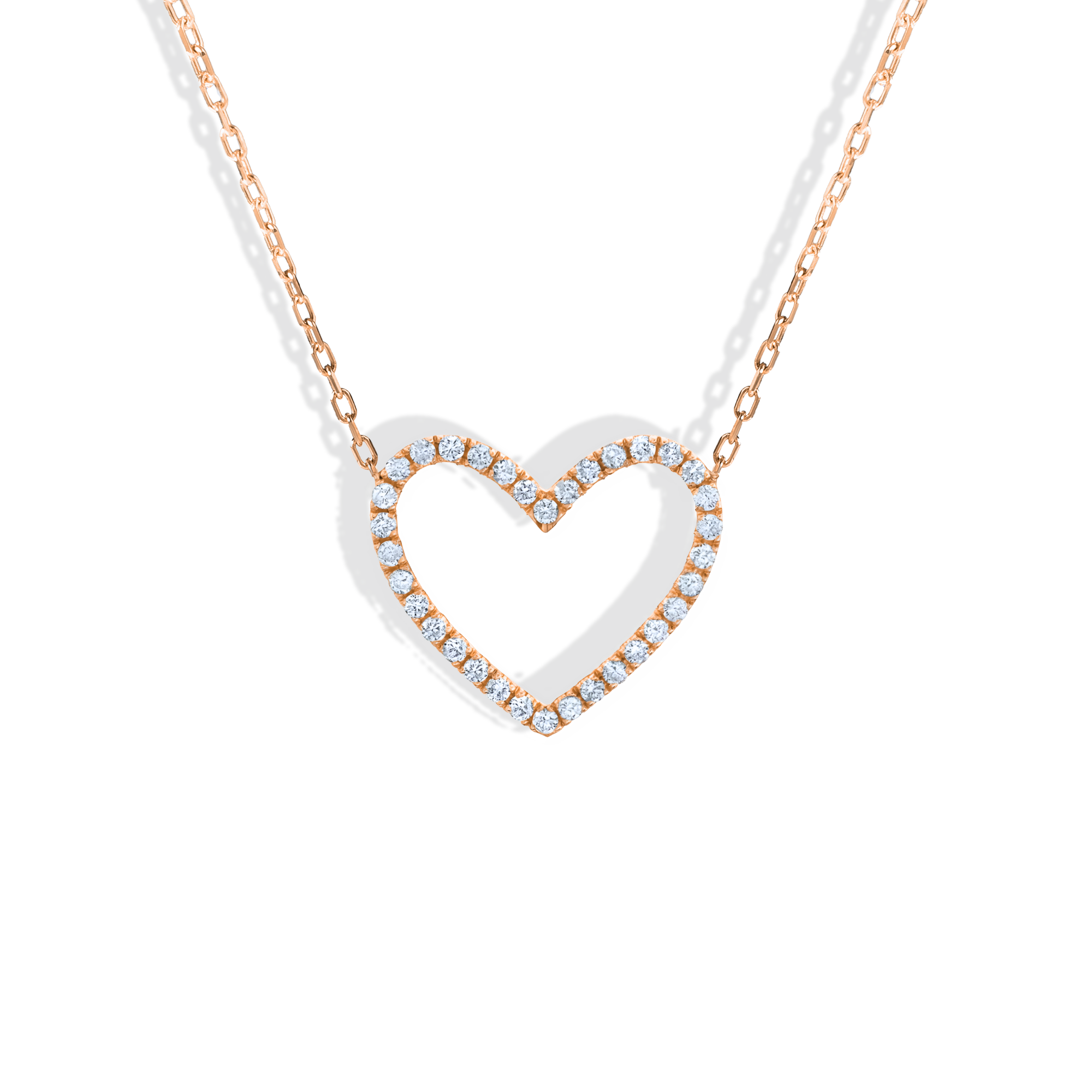 Frame Diamond Stone Heart Necklace 14K Gold
