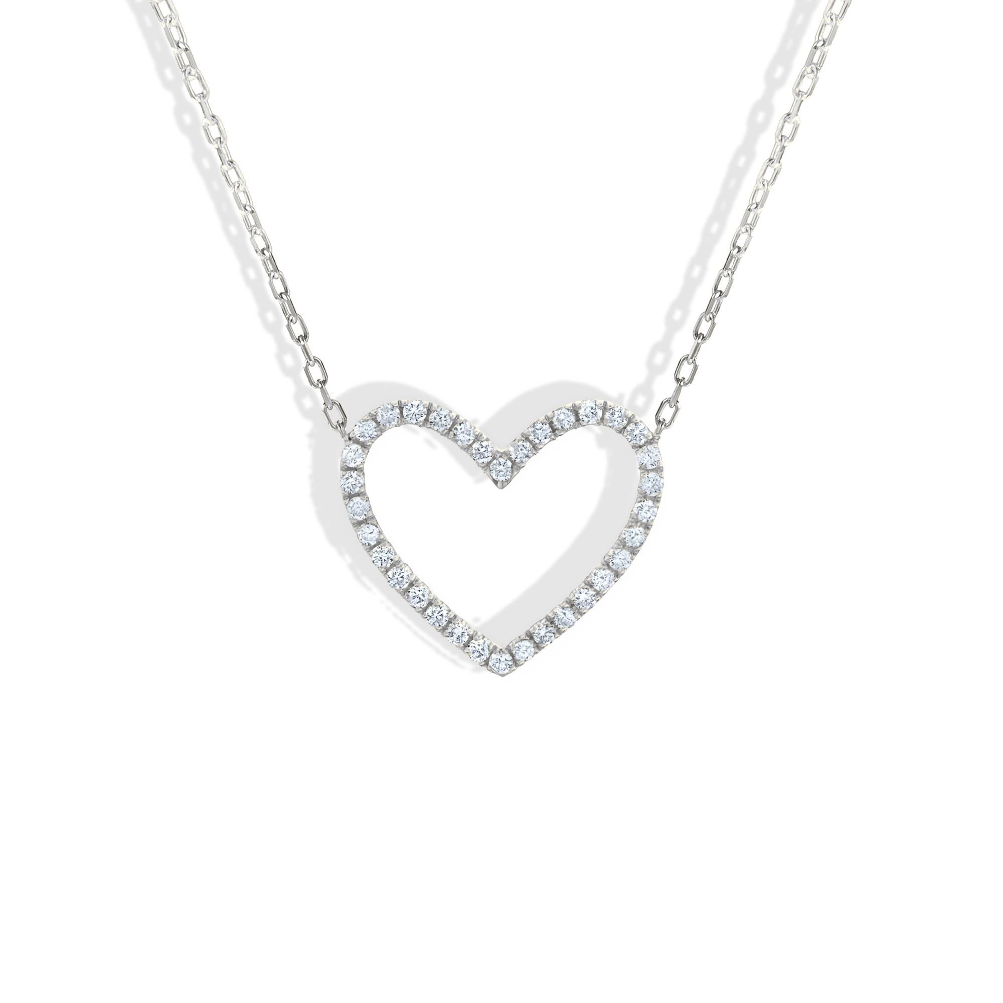 Frame Diamond Stone Heart Necklace 14K Gold