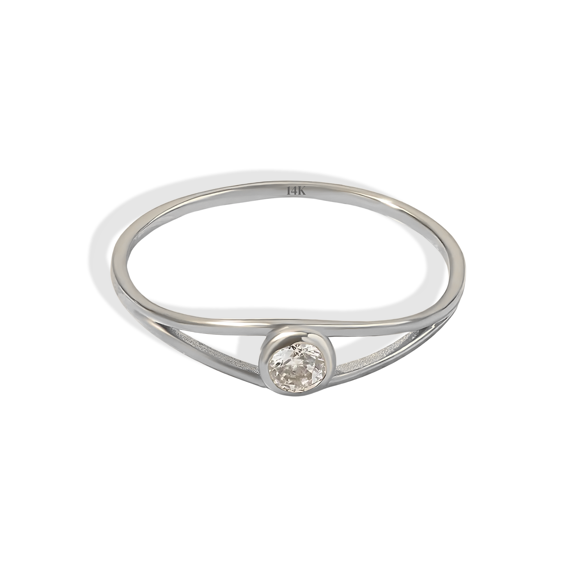 Framed Solitaire Ring Diamond 14K Gold