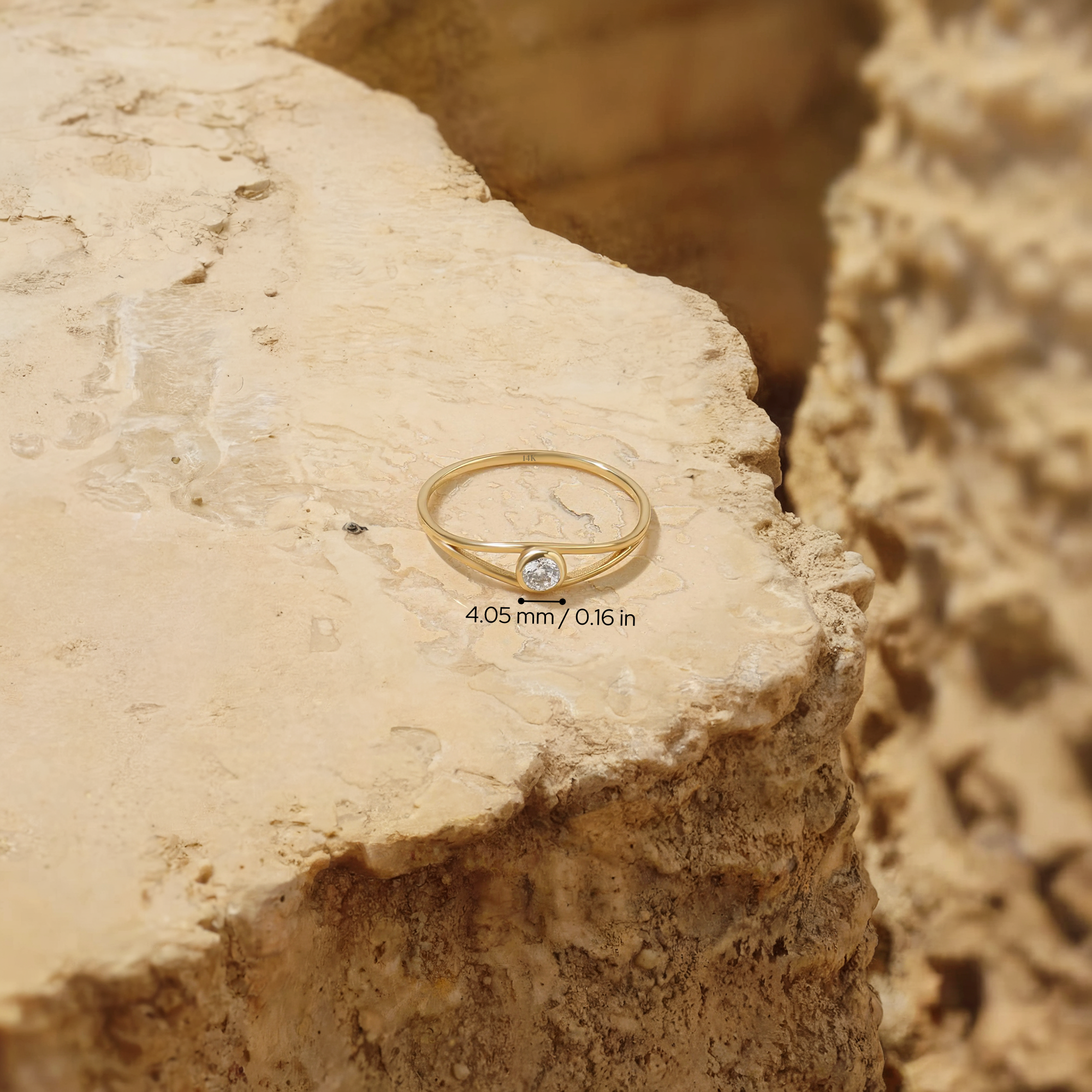 Framed Solitaire Ring Diamond 14K Gold