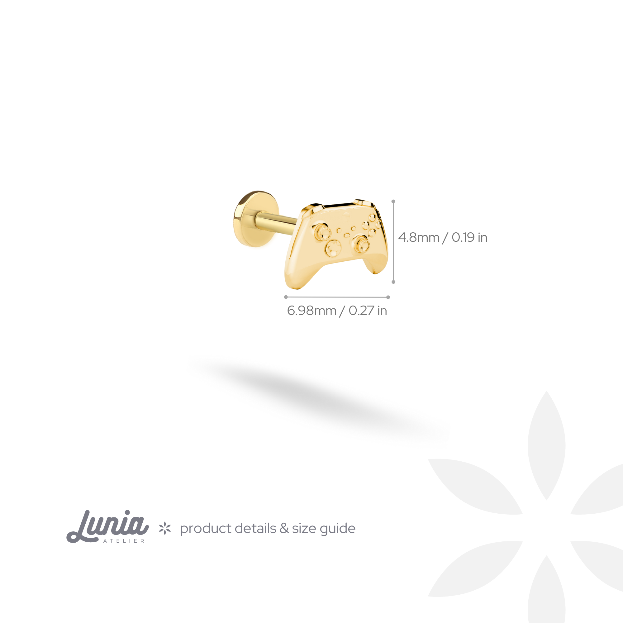 Game Controller Flatback Ear Piercing 14K Gold / Silver