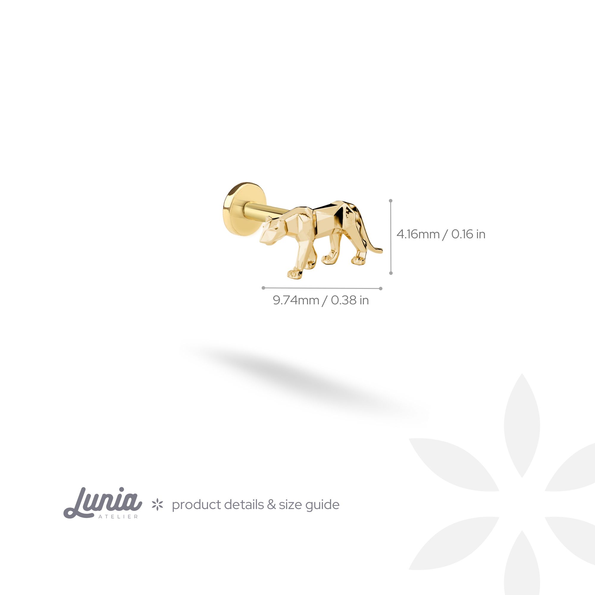 Geometric Panther Flatback Ear Piercing 14K Gold / Silver