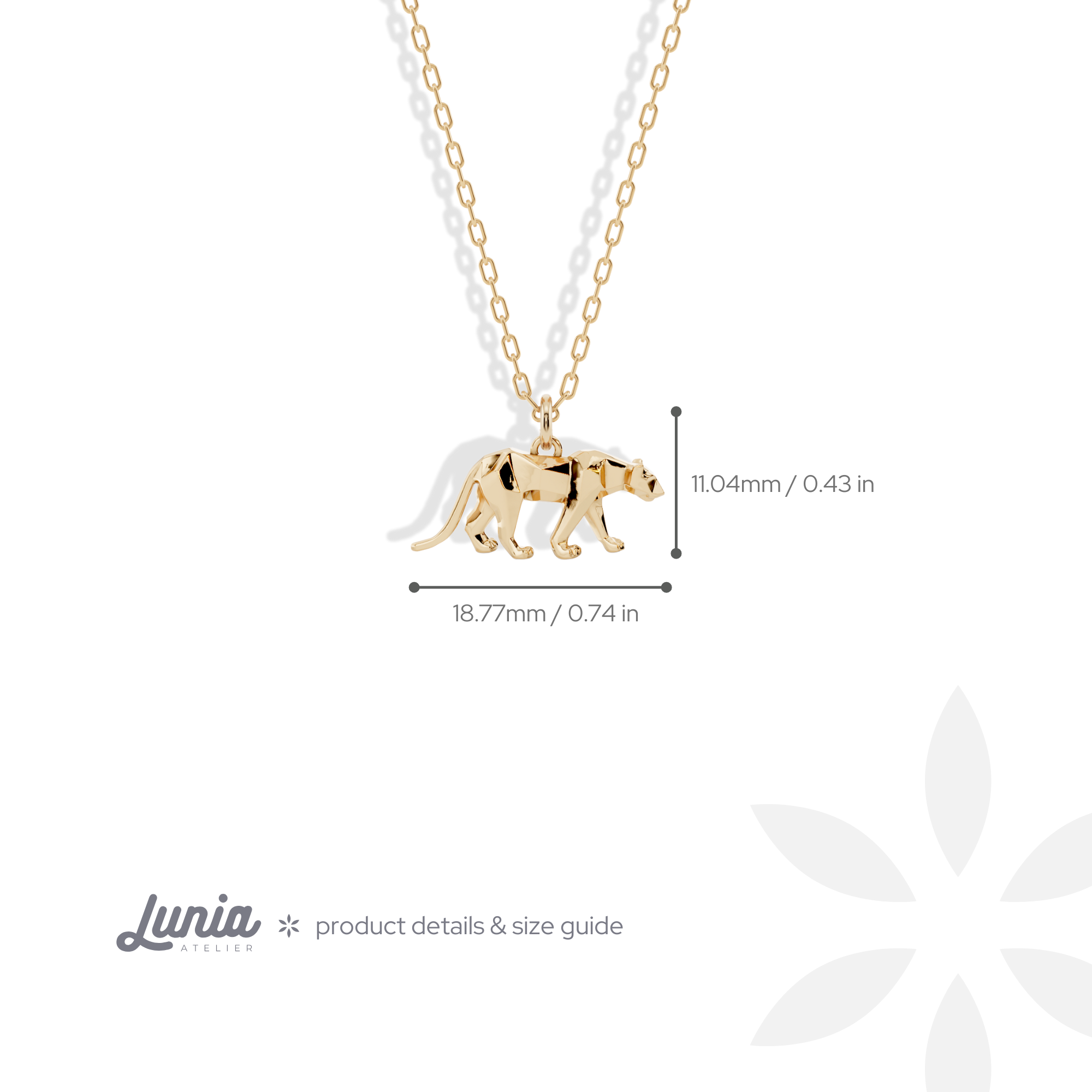Geometric Panther Pendant Necklace 14K Gold / Silver