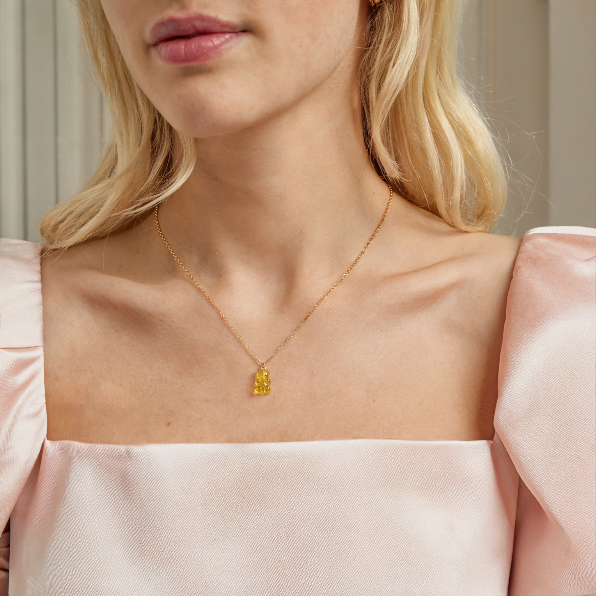 Gummy Bear Yellow Color Candy Necklace 14K Gold / Silver