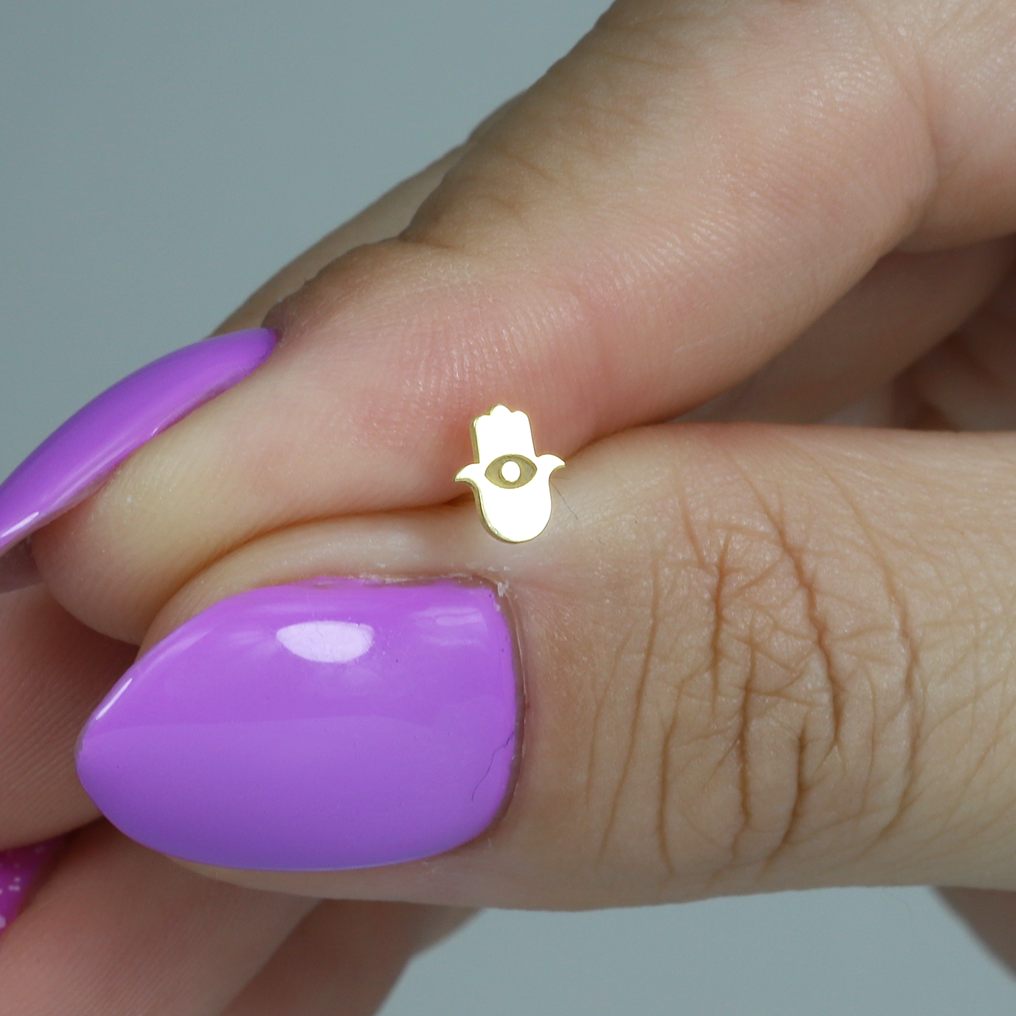 Hamsa Hand Flatback Ear Piercing 14K Gold