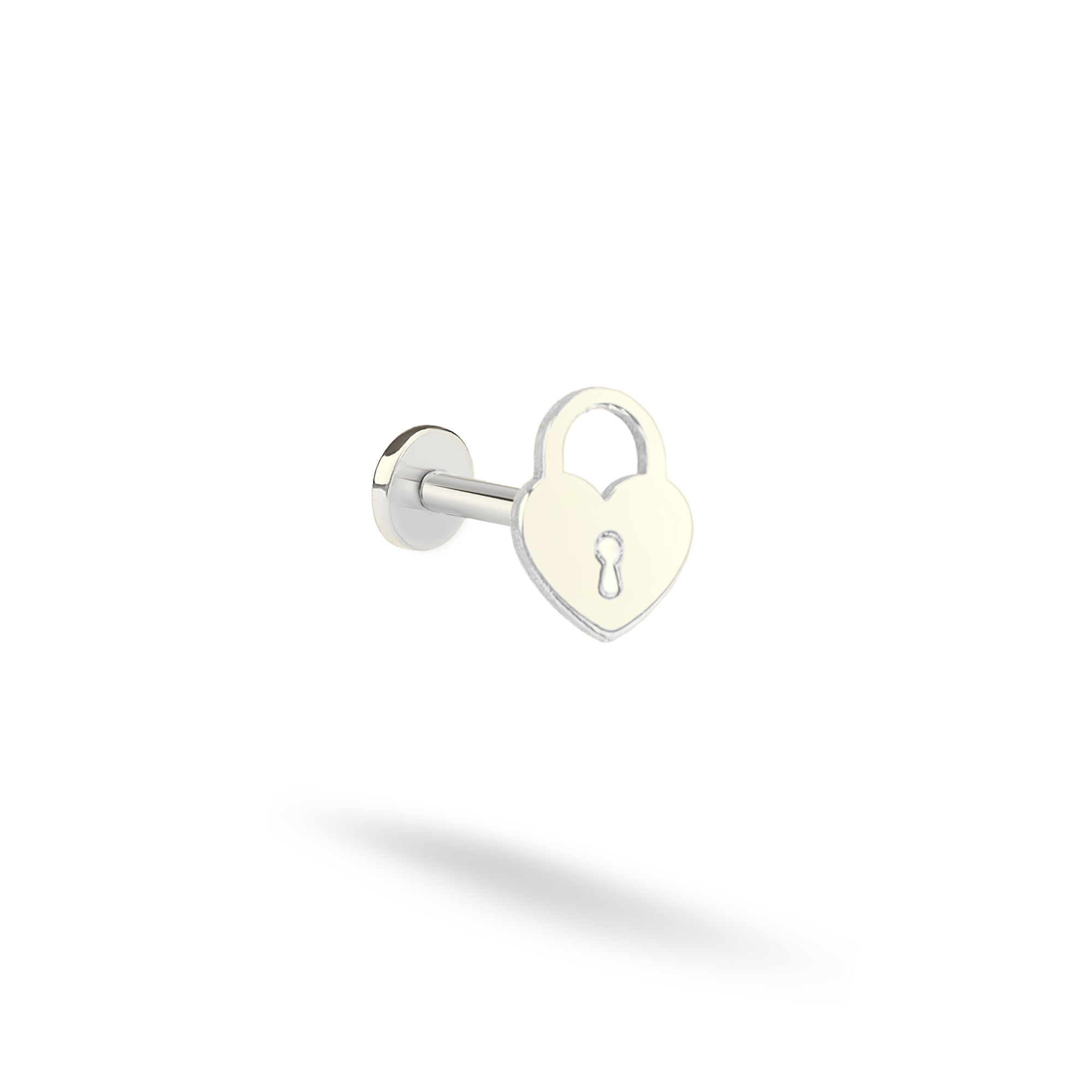 Heart Lock Flatback Ear Piercing 14K Gold