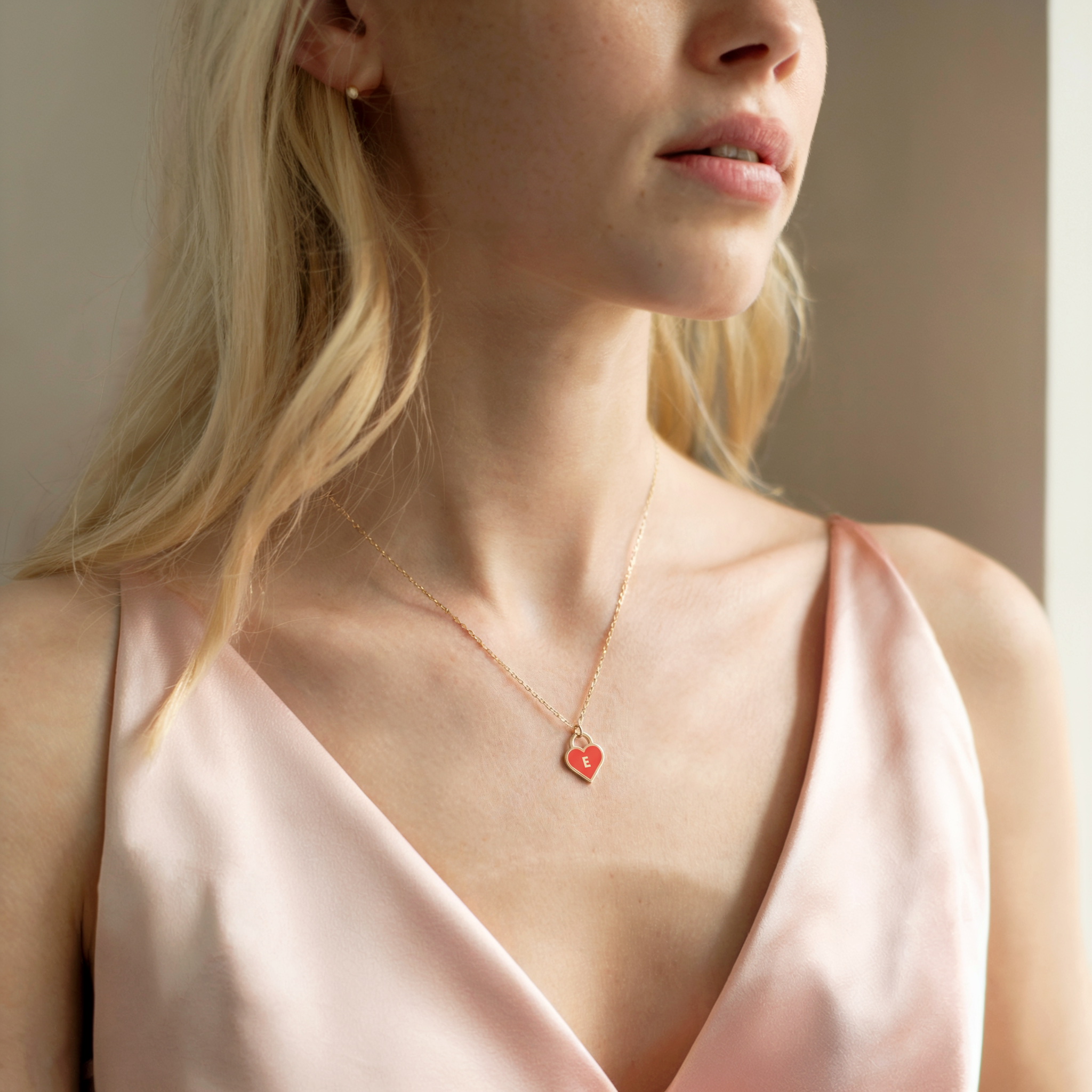 Heart Padlock Letter Personalized Custom Necklace 14K Gold / Silver