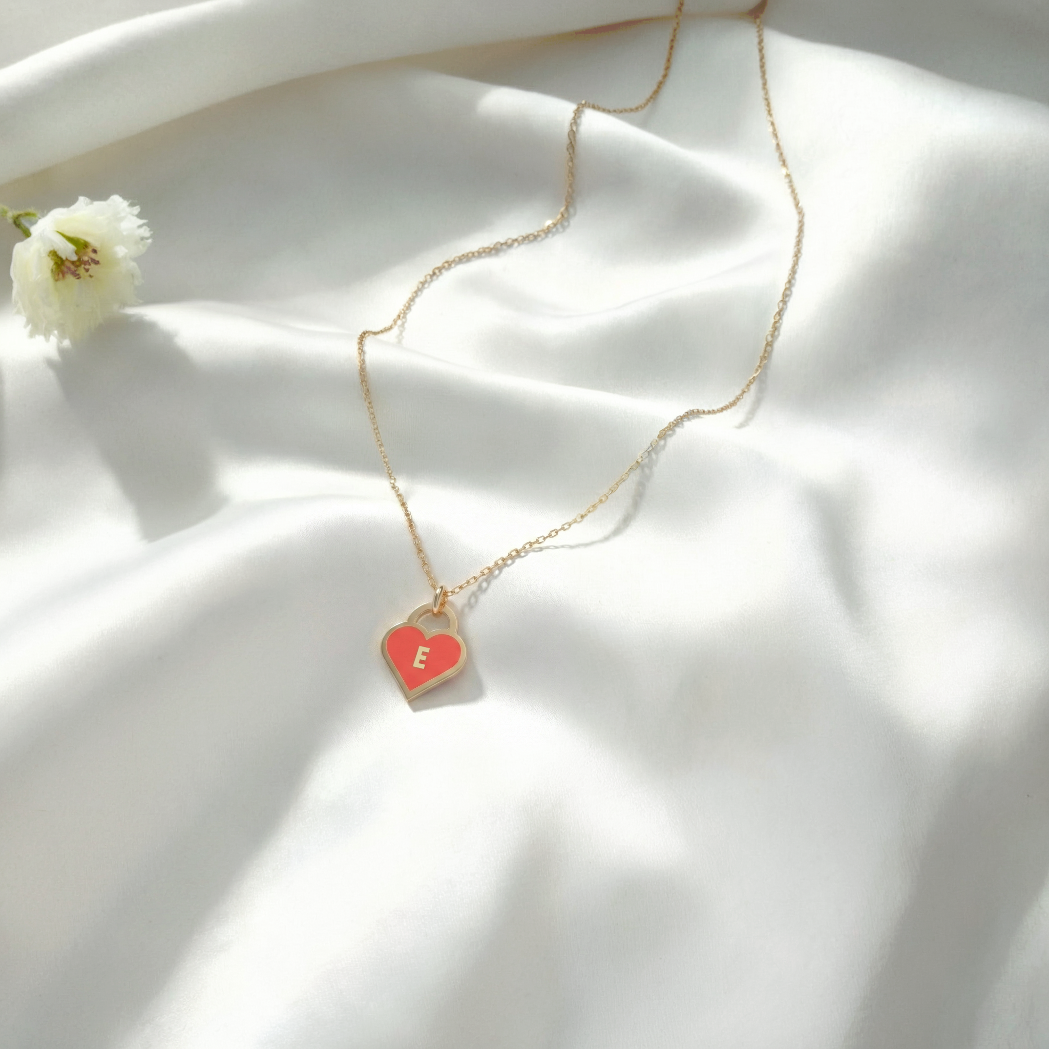 Heart Padlock Letter Personalized Custom Necklace 14K Gold / Silver