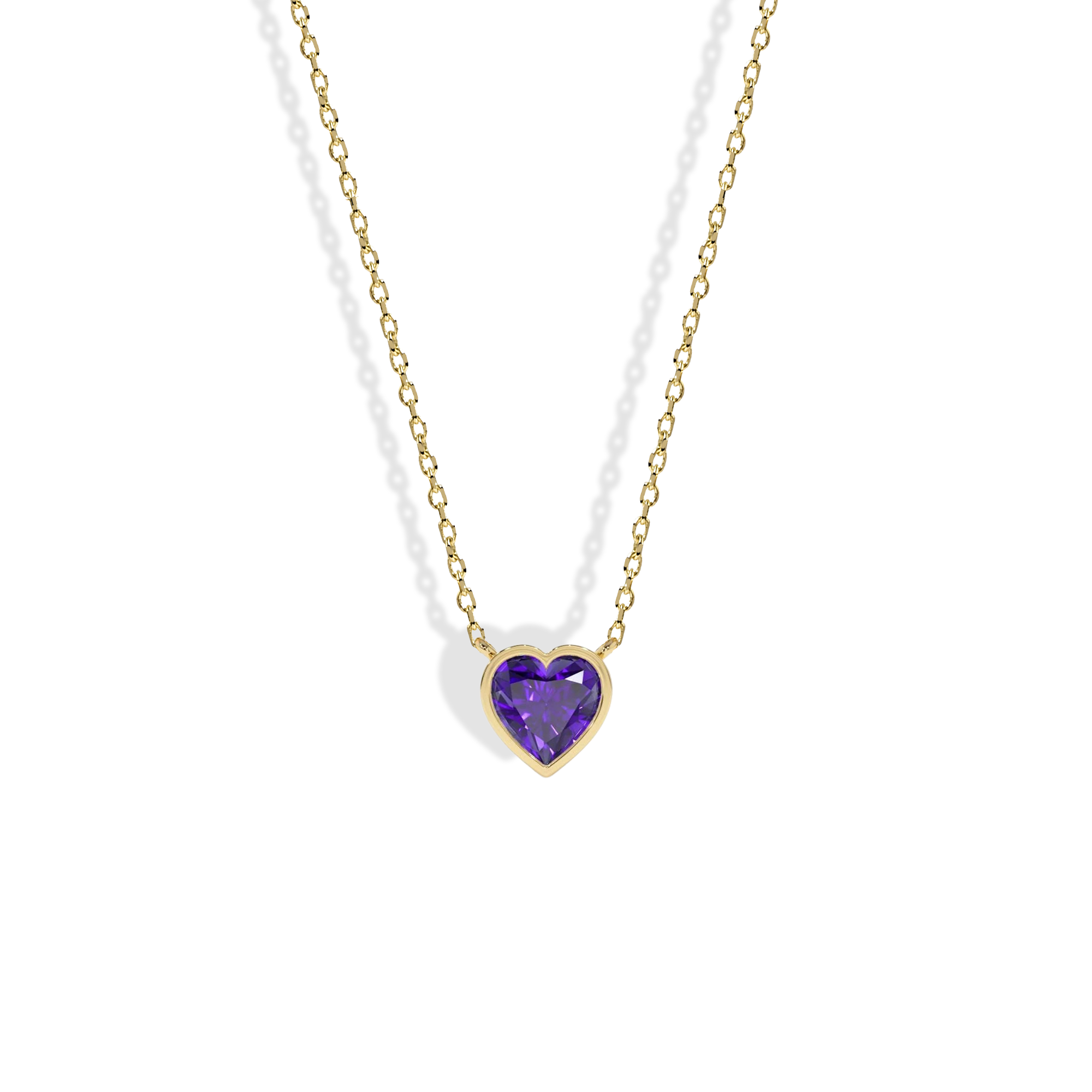 Heart Purple Stone Necklace 14K Gold