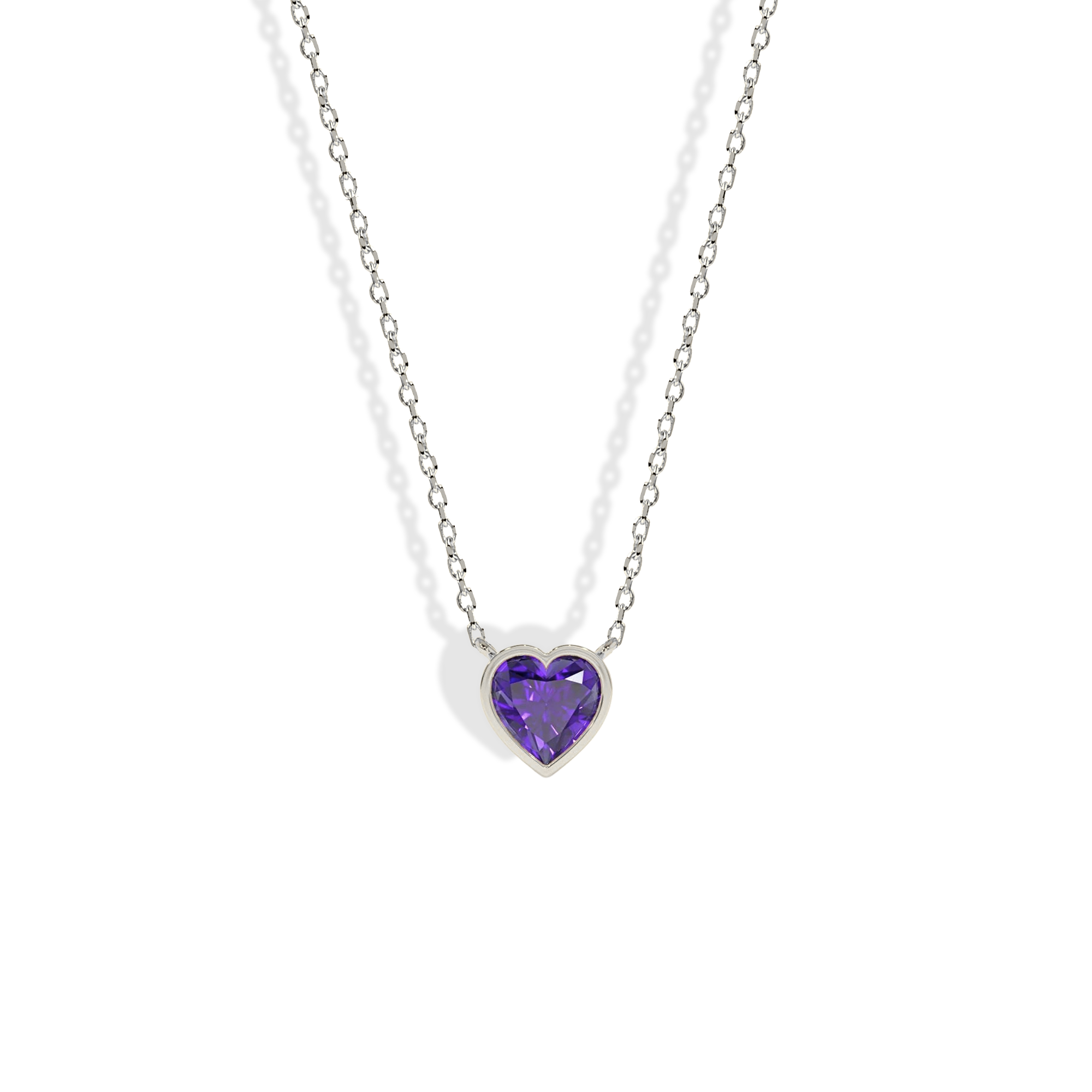Heart Purple Stone Necklace 14K Gold