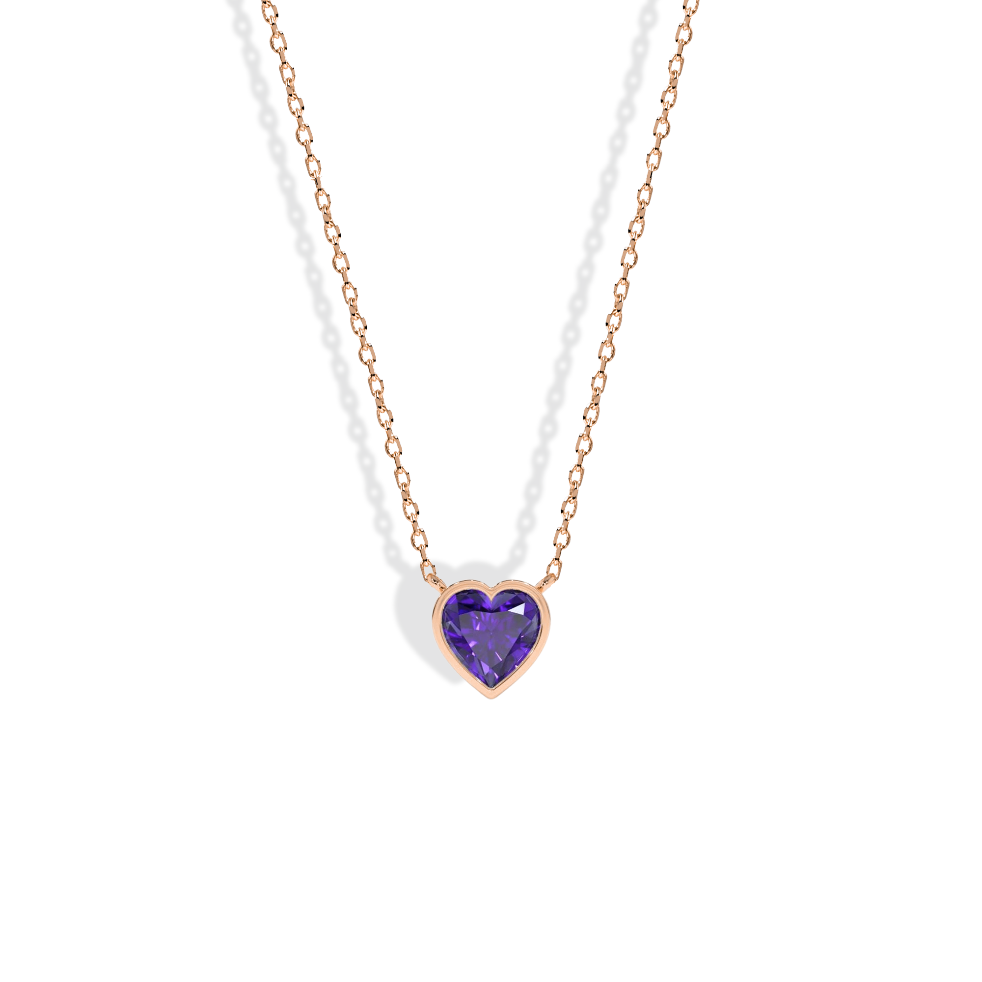 Heart Purple Stone Necklace 14K Gold