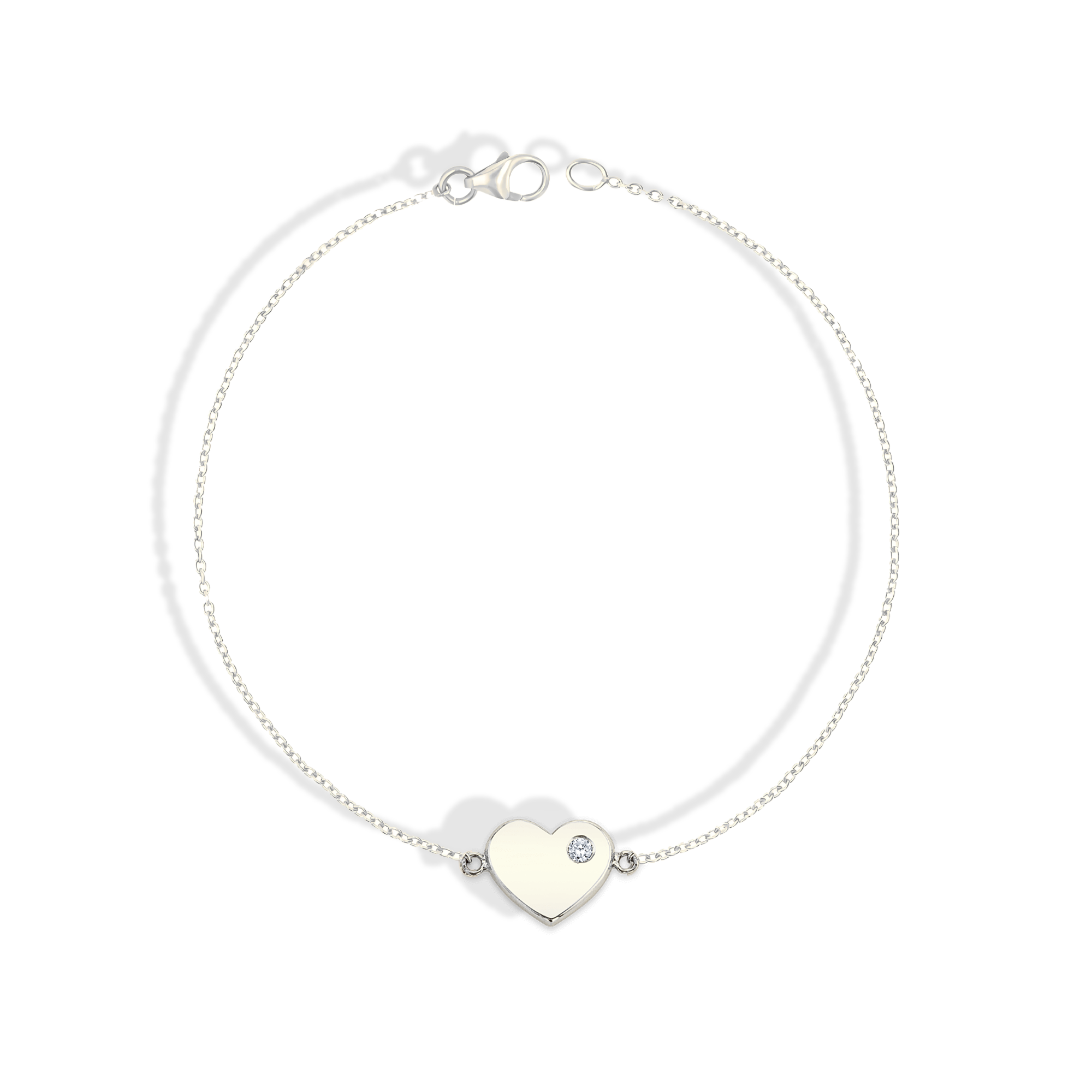 Heart Solitaire Love Chain Bracelet 14K Gold