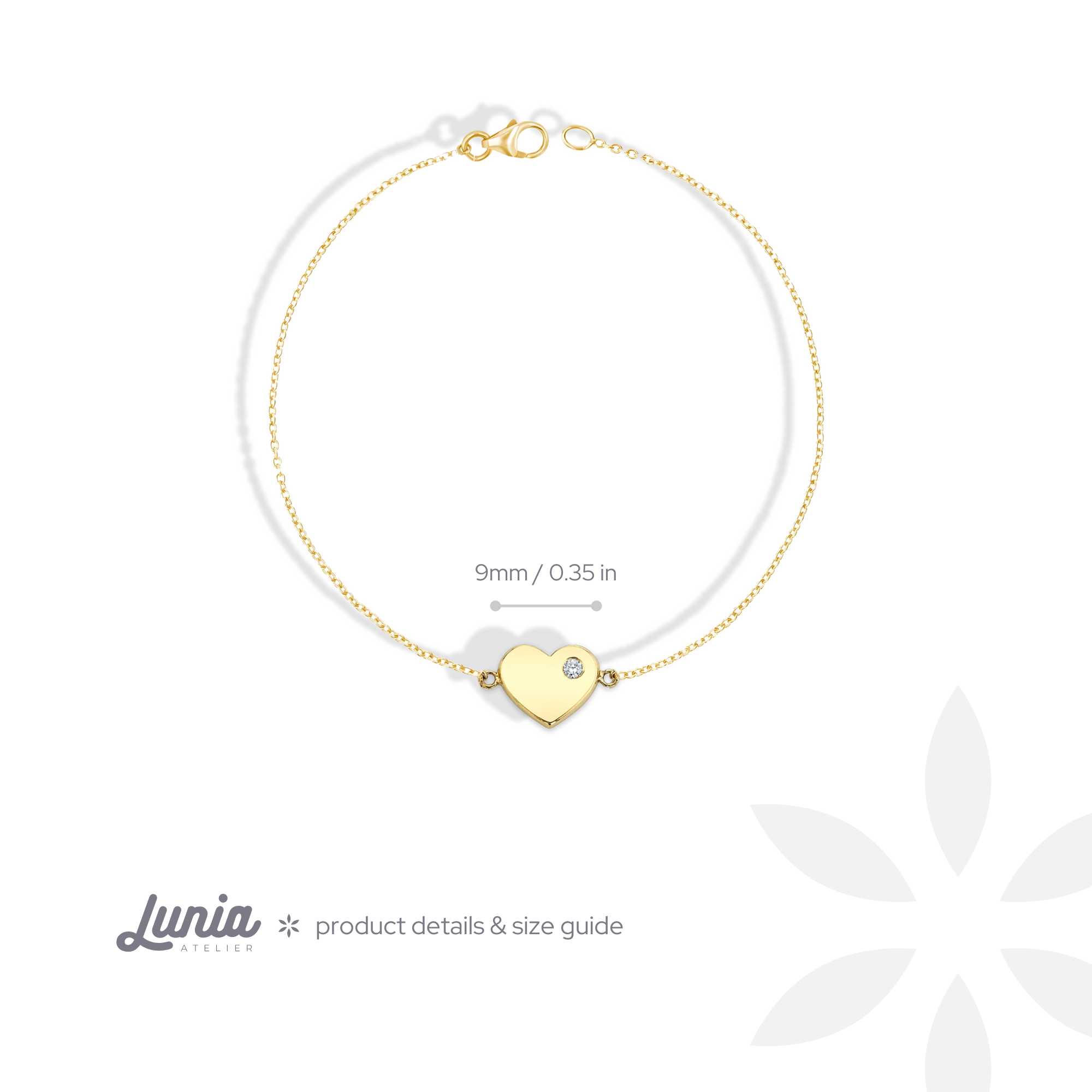 Heart Solitaire Love Chain Bracelet 14K Gold