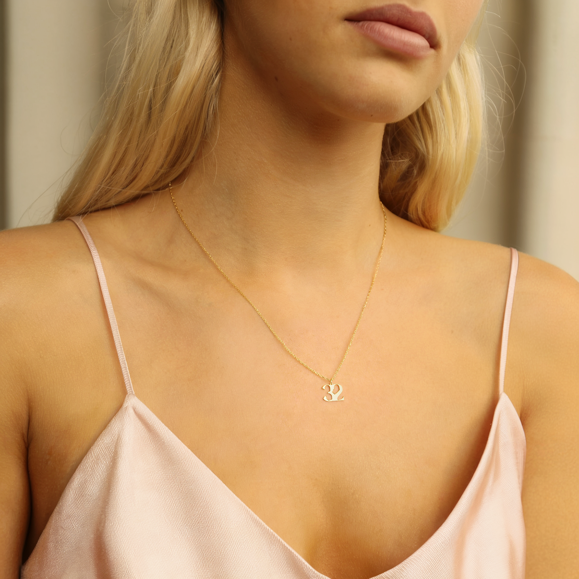 Heritage Personalized Number Custom Necklace 14K Gold