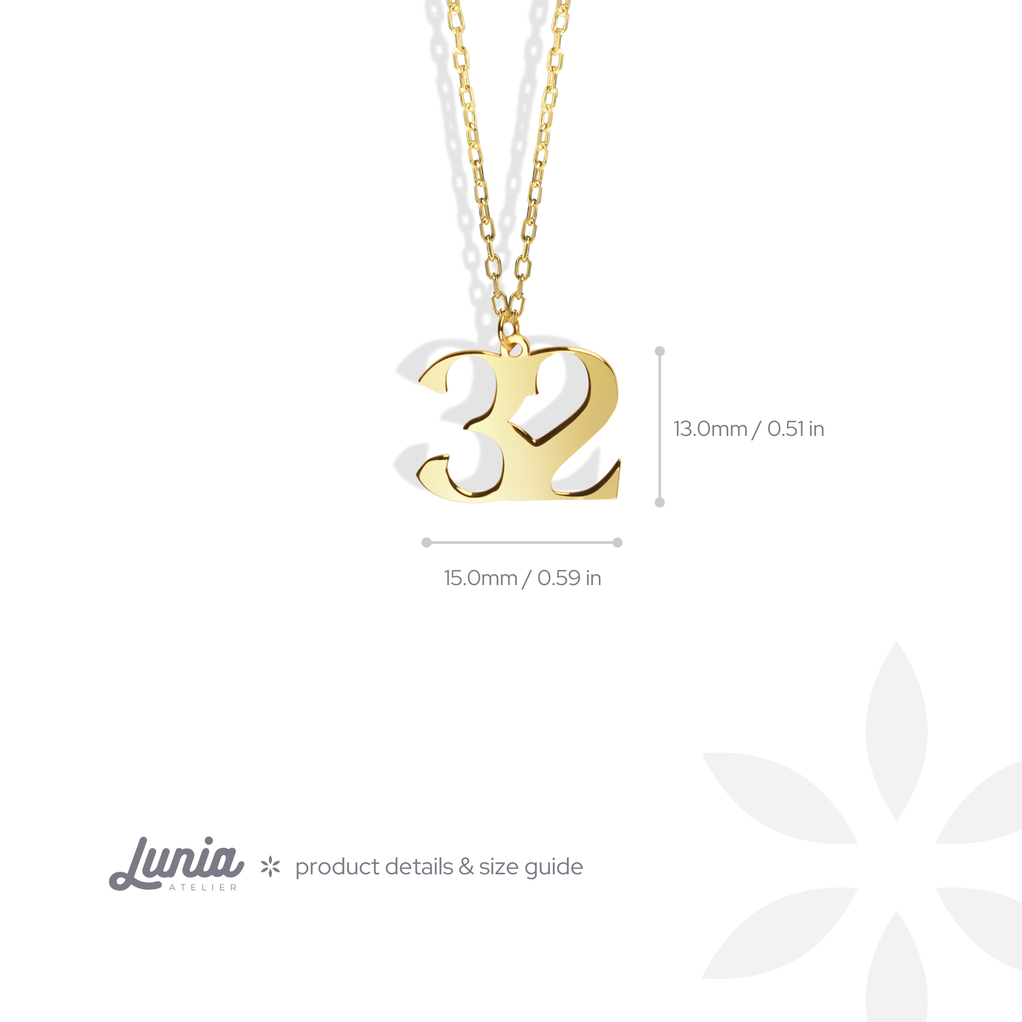 Heritage Personalized Number Custom Necklace 14K Gold