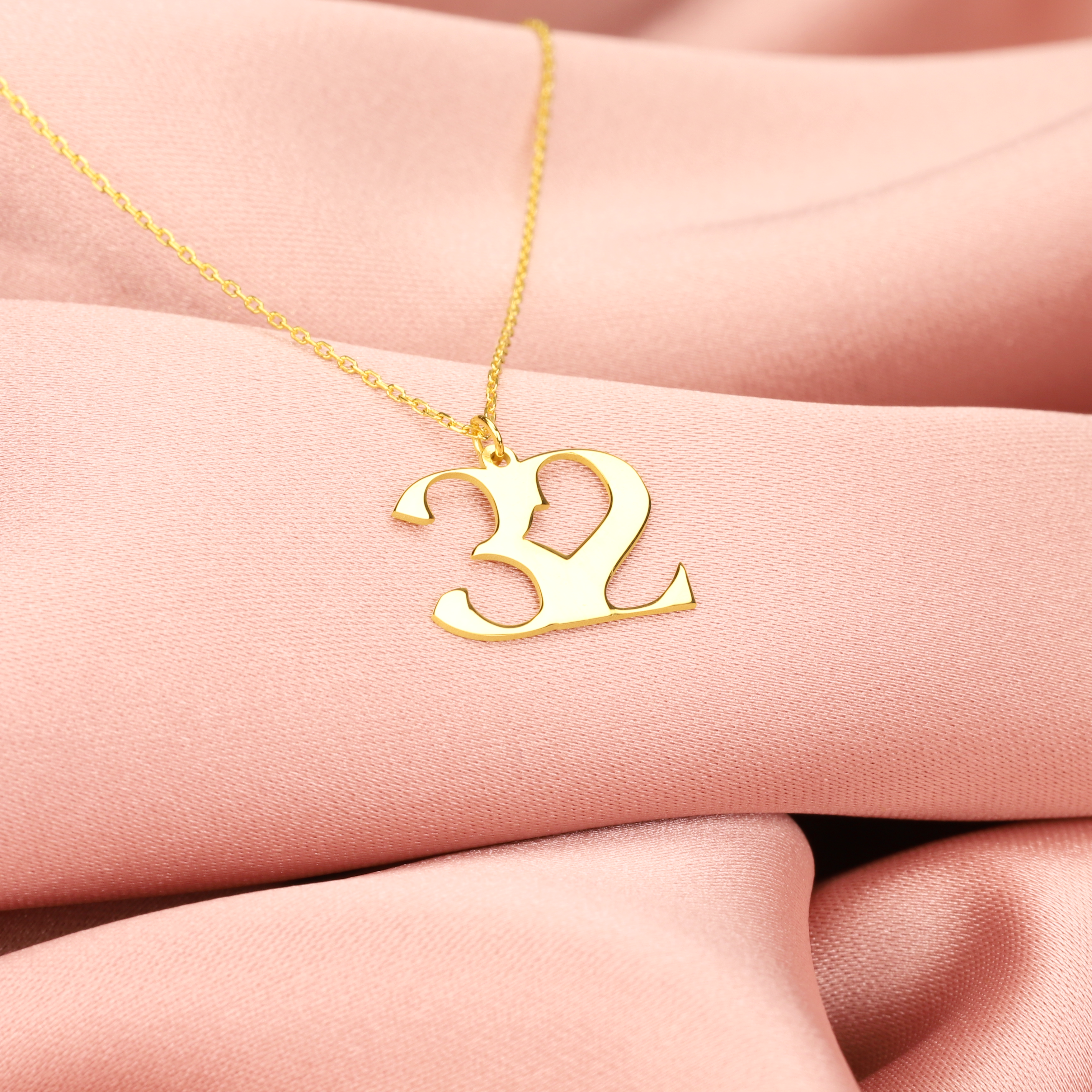 Heritage Personalized Number Custom Necklace 14K Gold