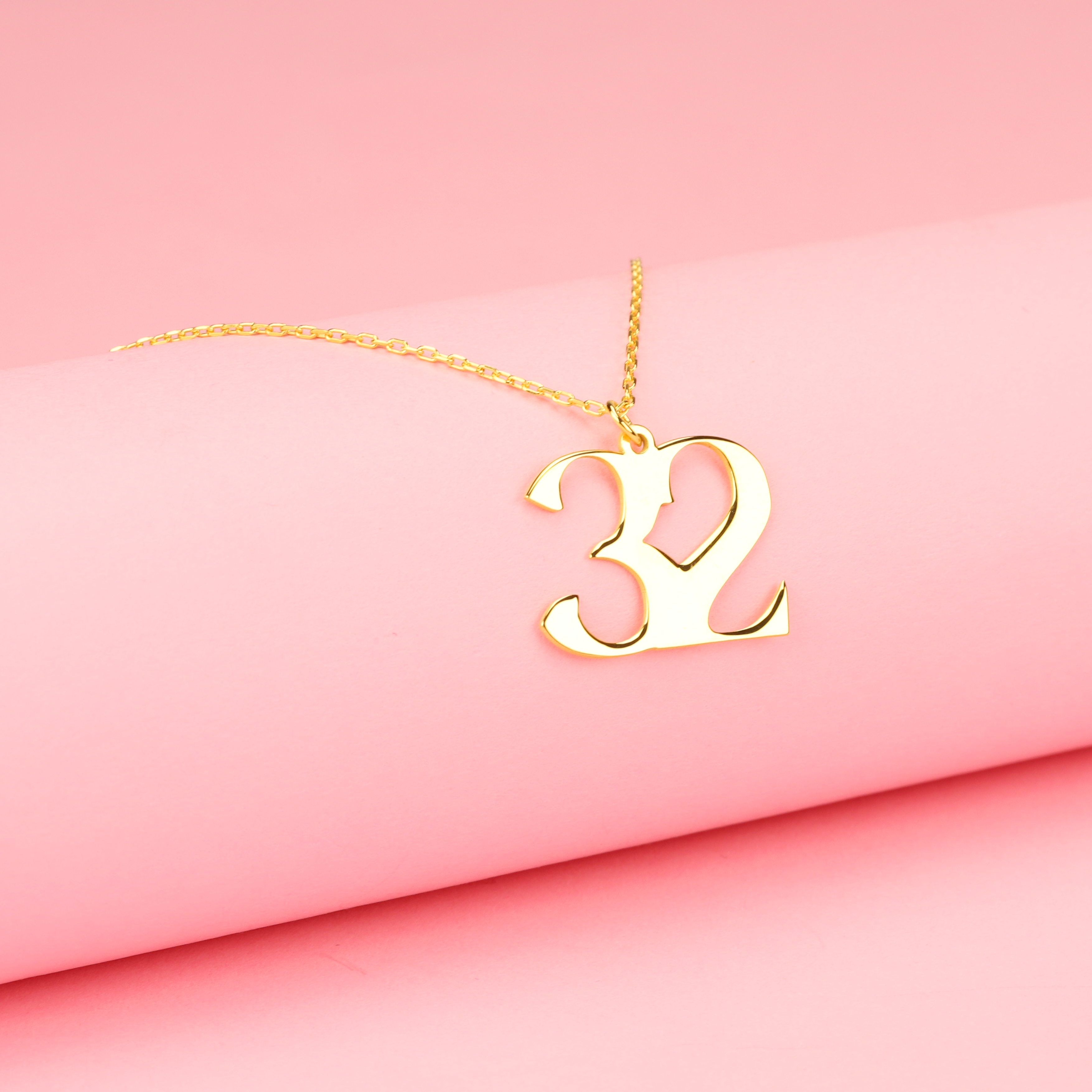 Heritage Personalized Number Custom Necklace 14K Gold