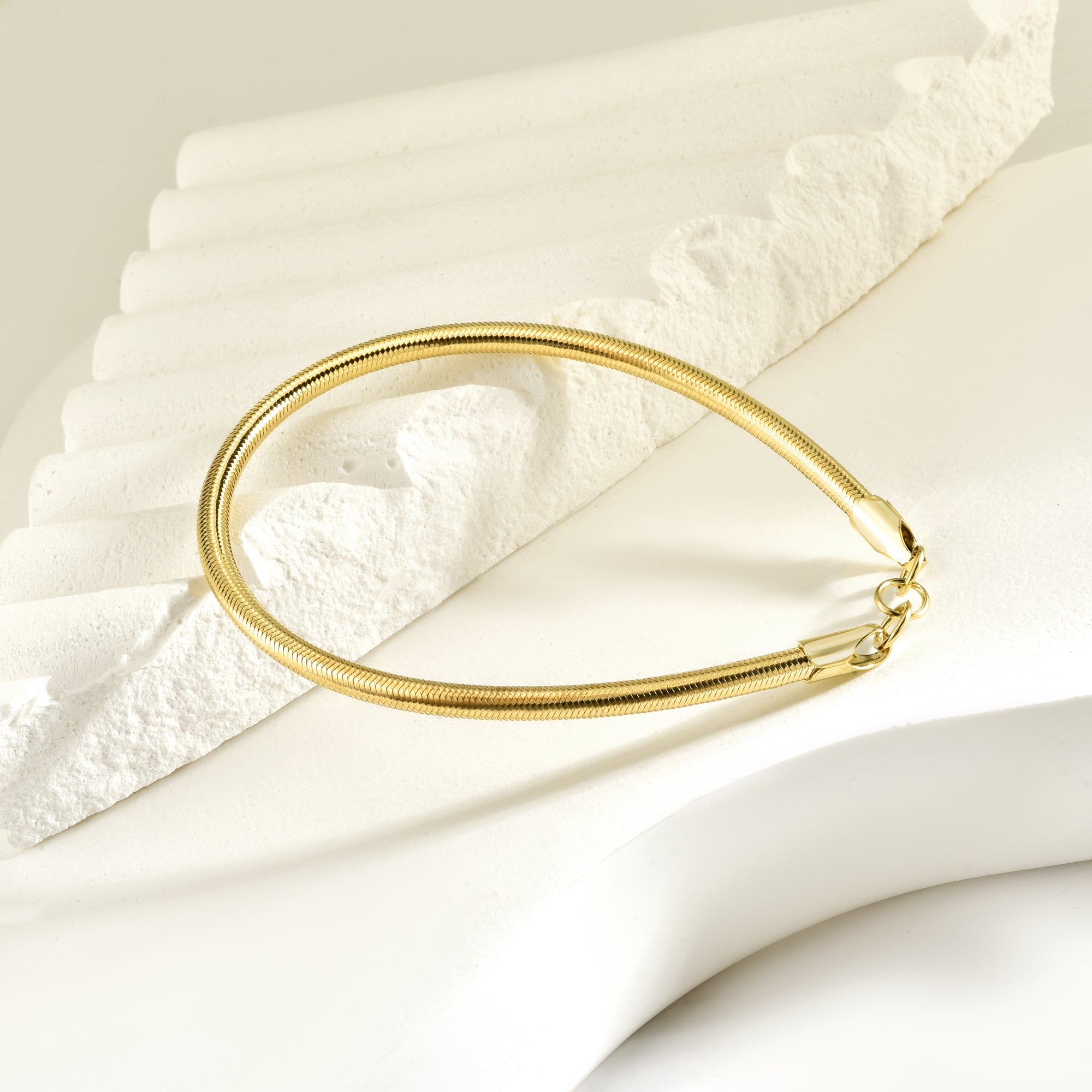 Herringbone Chain Bracelet 14K Gold