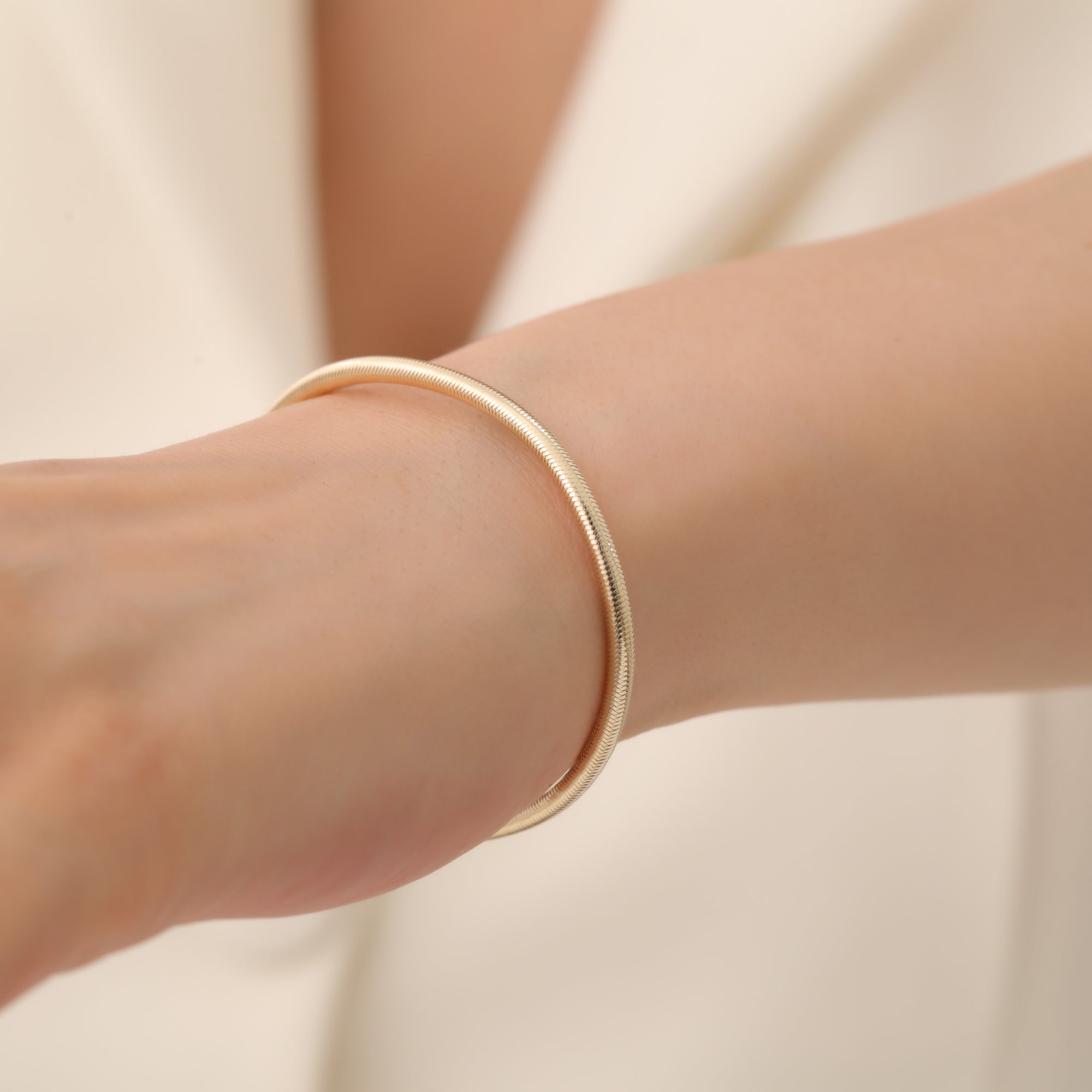 Herringbone Chain Bracelet 14K Gold