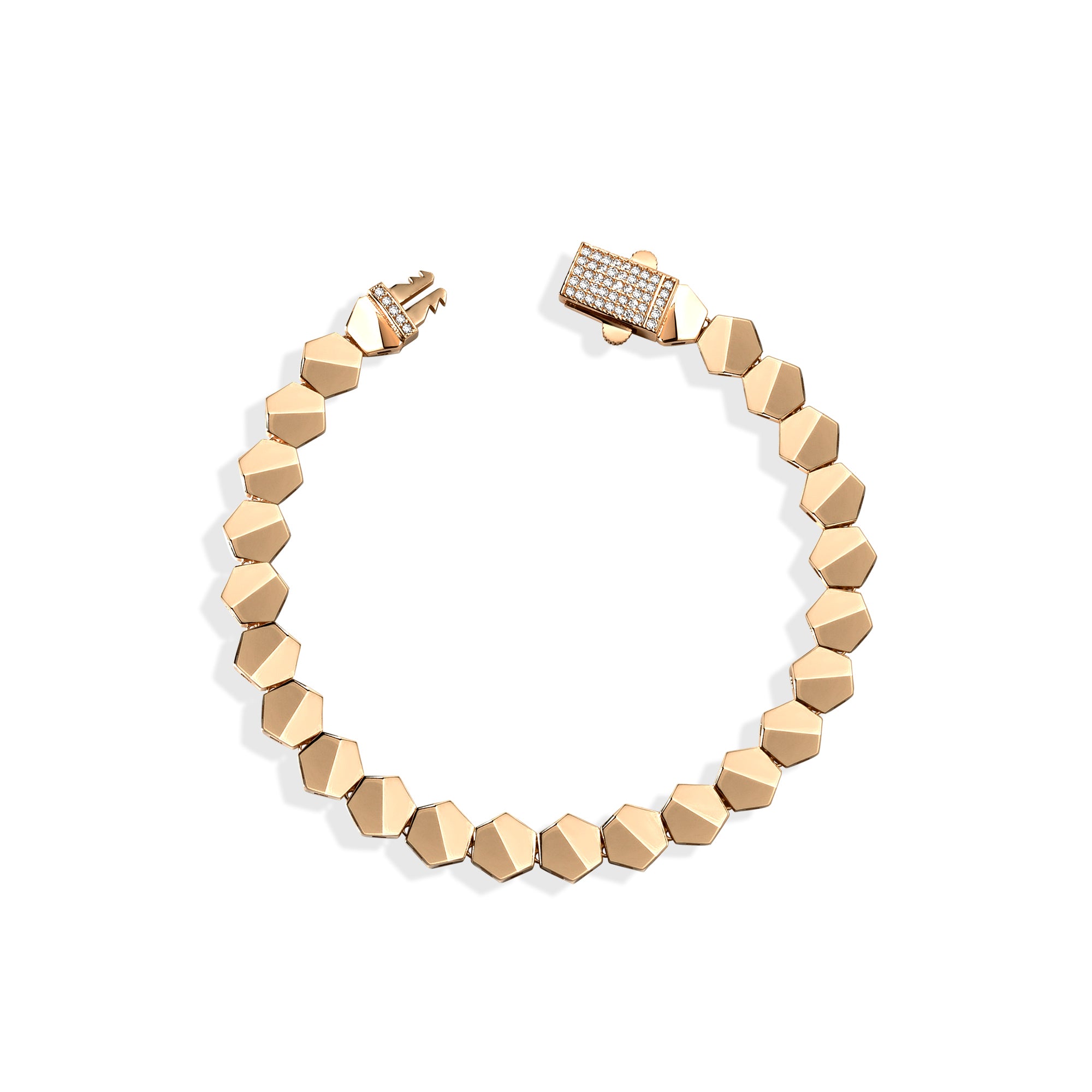 Hexagon Array Stone Bracelet 14K Gold