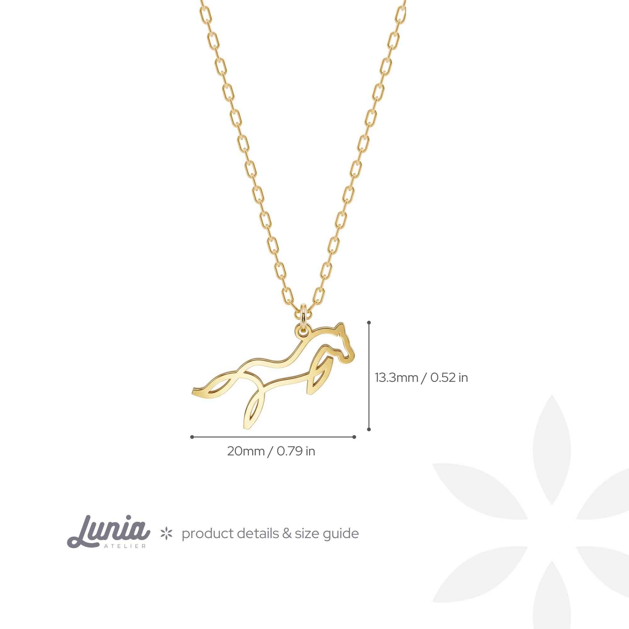 Horse Pendant Necklace 14K Gold / Silver