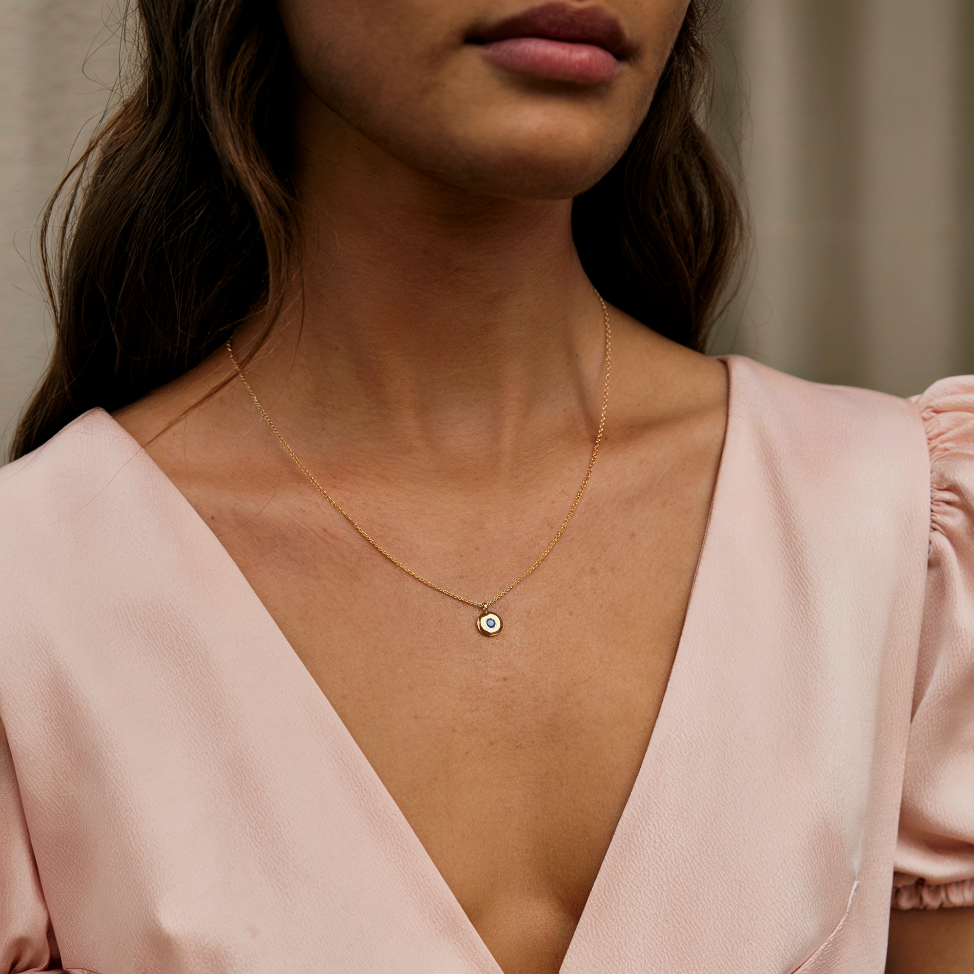 In-frame Birthstone Solitaire Custom Necklace 14K Gold